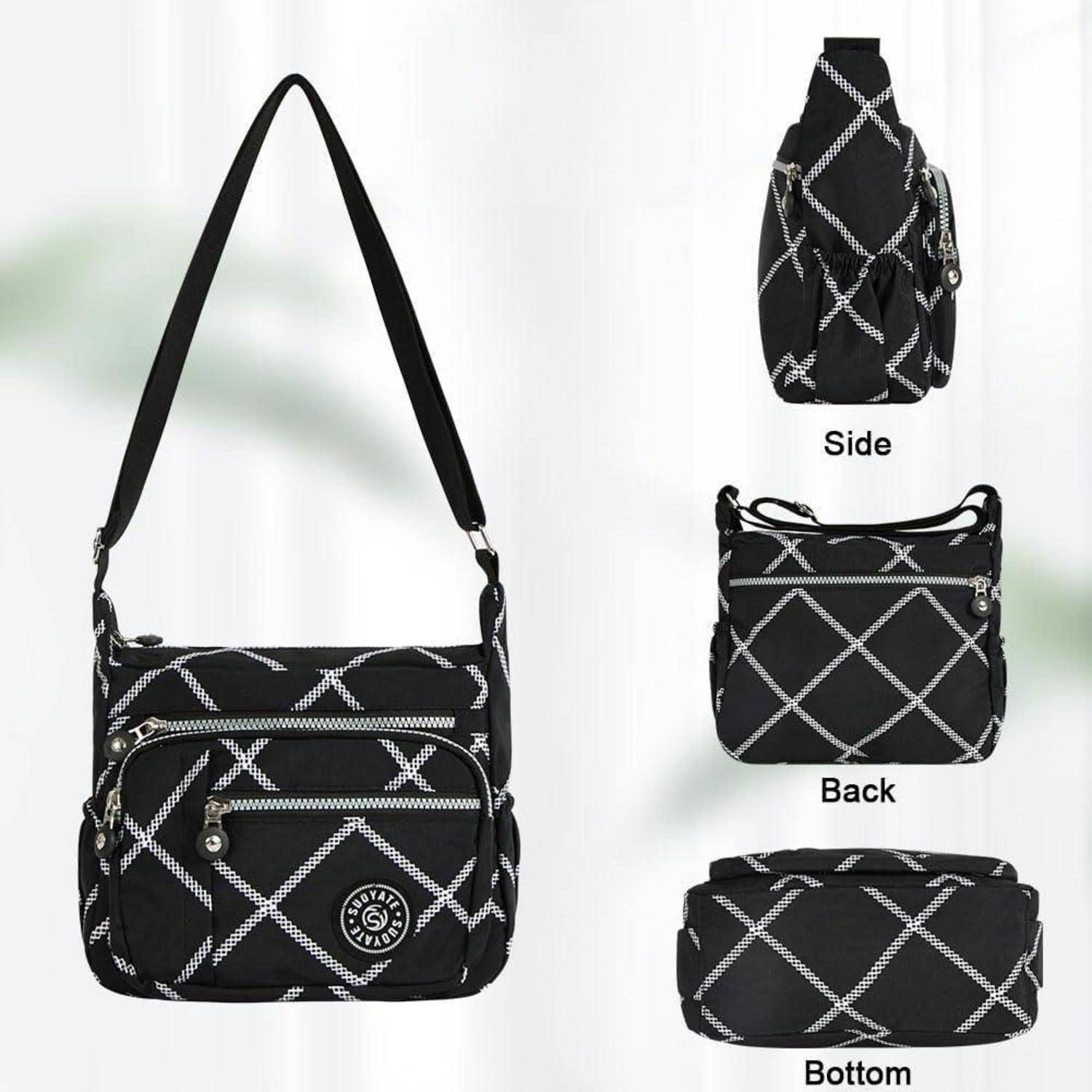 Umhängetasche Nylon Damen Schultertasche Mehrere Taschen #5 Kariert-b