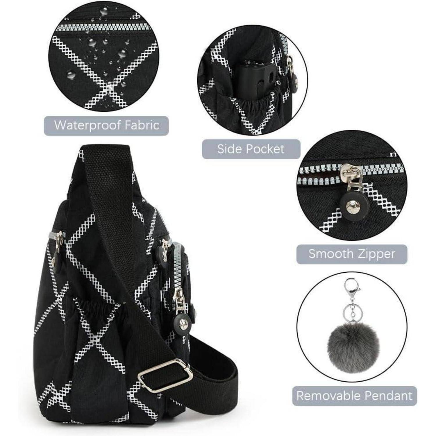 Umhängetasche Nylon Damen Schultertasche Mehrere Taschen #5 Kariert-b