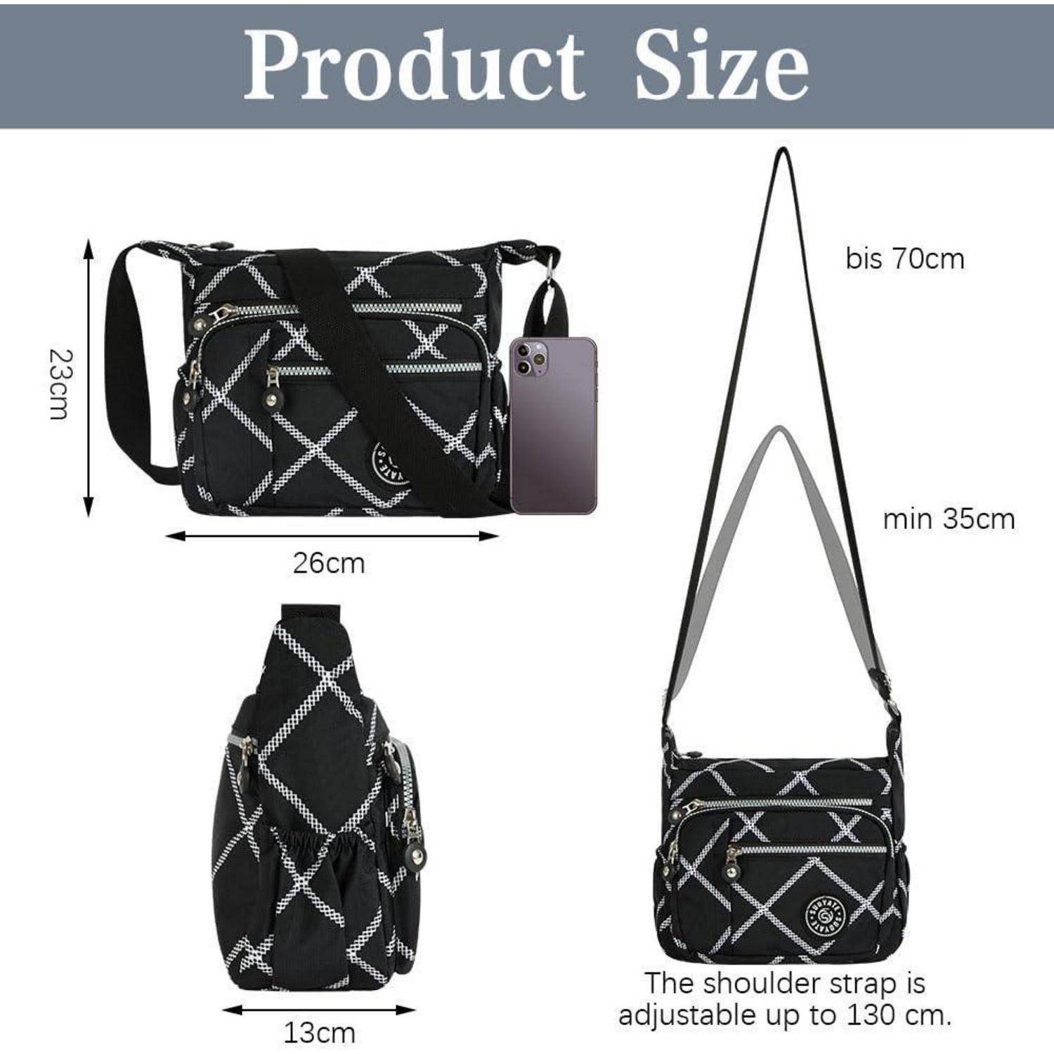 Umhängetasche Nylon Damen Schultertasche Mehrere Taschen #5 Kariert-b