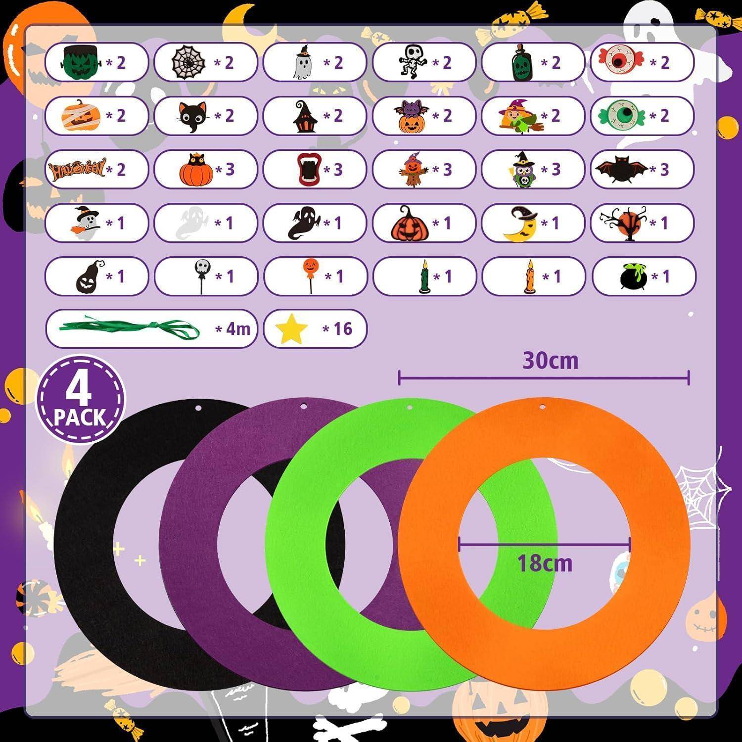Kranz Bastelset Halloween 4er Filz DIY Kinder Ornamente Halloween-2