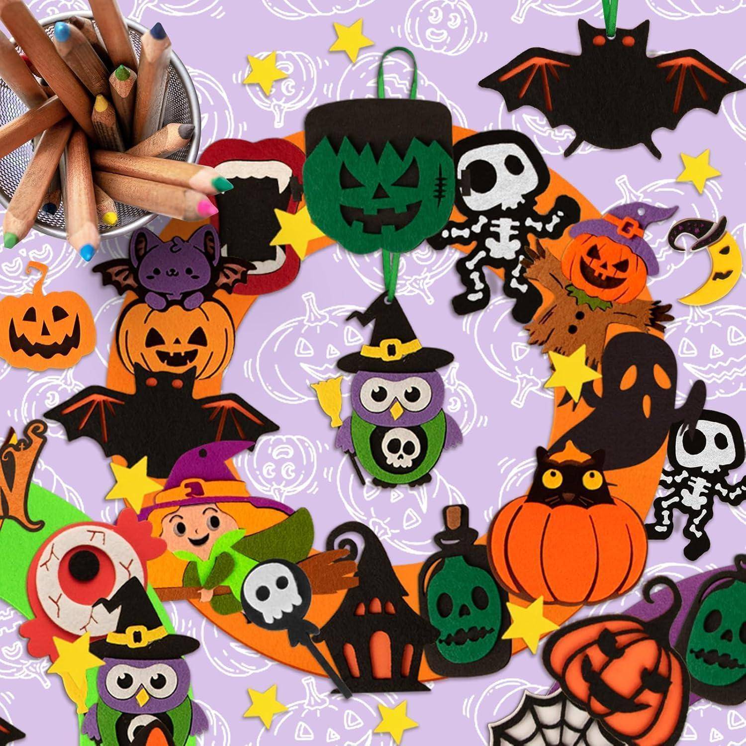Kranz Bastelset Halloween 4er Filz DIY Kinder Ornamente Halloween-2