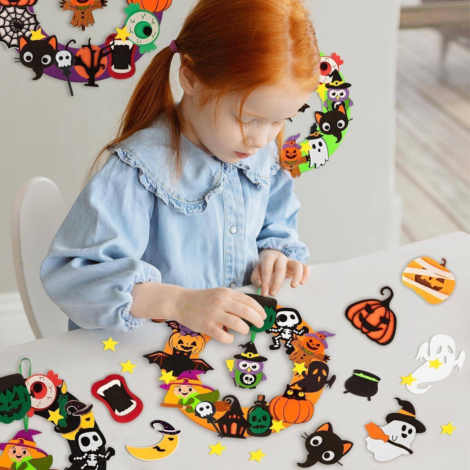 Kranz Bastelset Halloween 4er Filz DIY Kinder Ornamente Halloween-2