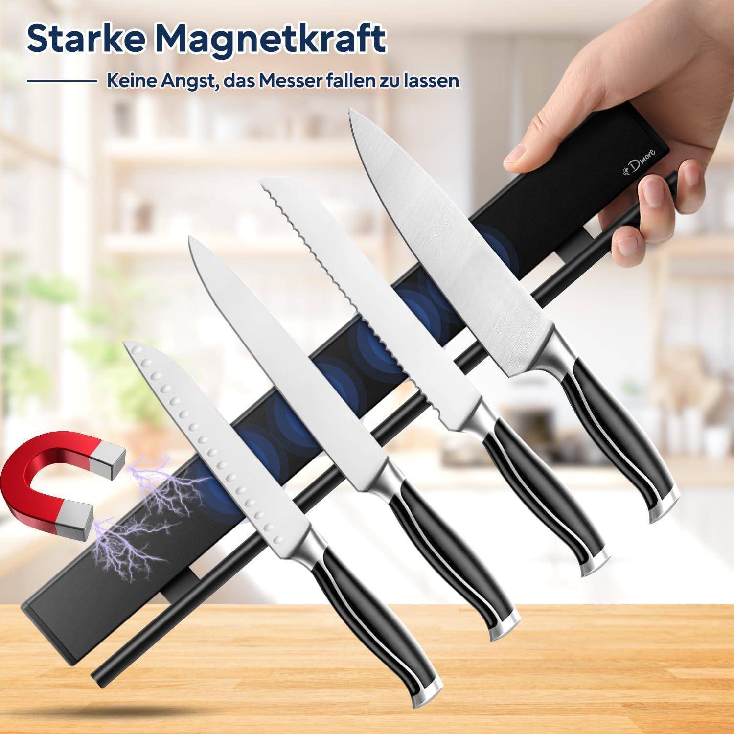 Magnetleiste Messerhalter 10 Haken 50cm magnetisch 50m Schwarz