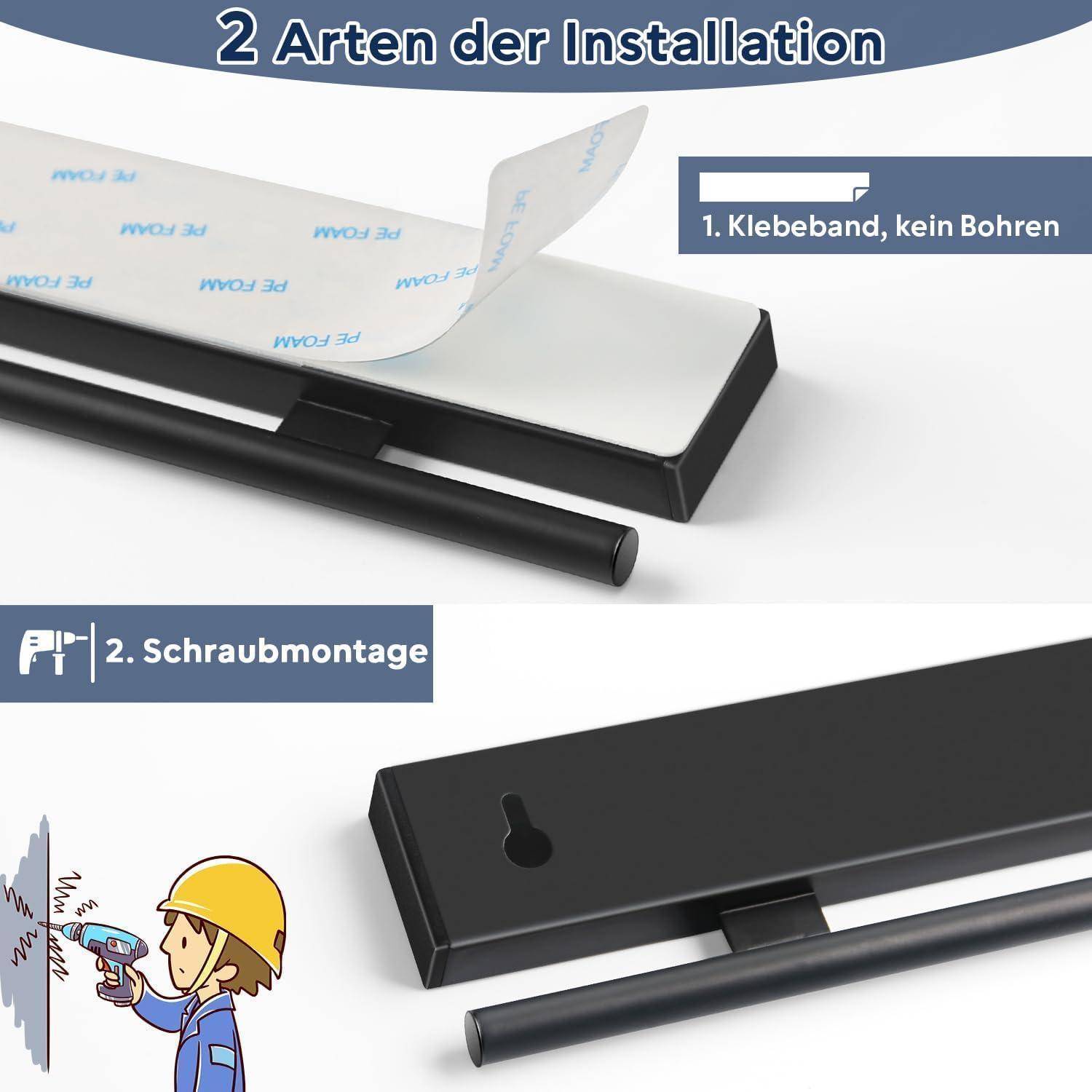 Magnetleiste Messerhalter 10 Haken 50cm magnetisch 50m Schwarz