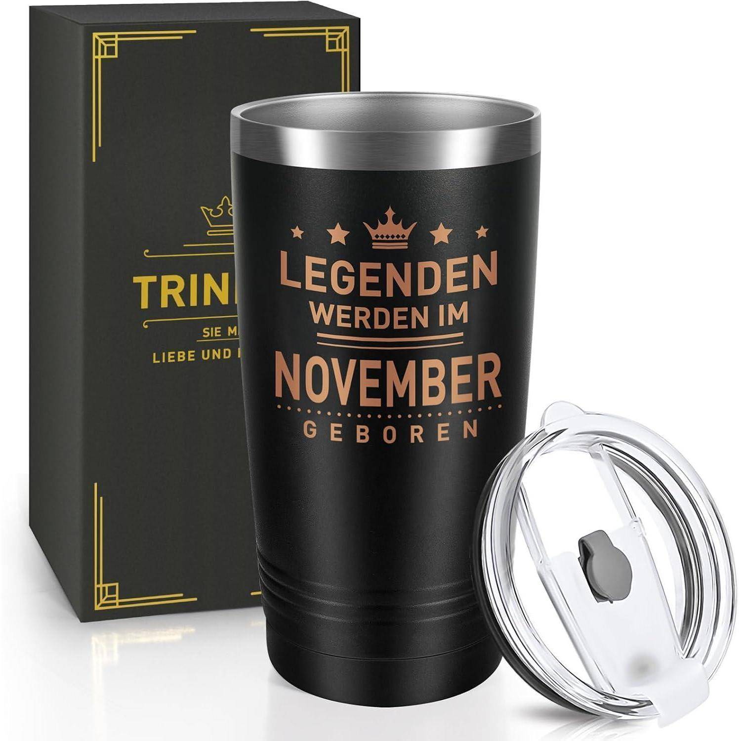 Thermobecher 600ml 20oz Edelstahl Schwarz-legenden November