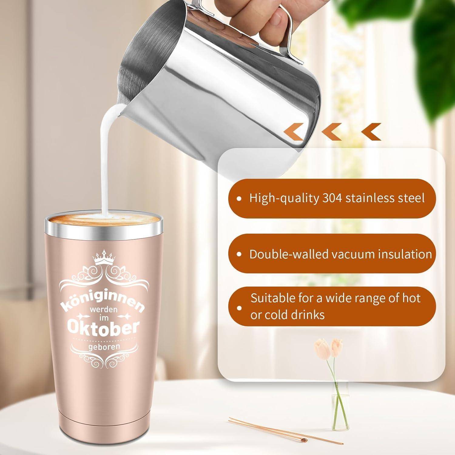 Thermobecher 600ml Edelstahl Frauen Ros&amp;#xE9;gold-k&amp;#xF6;nigin Oktober