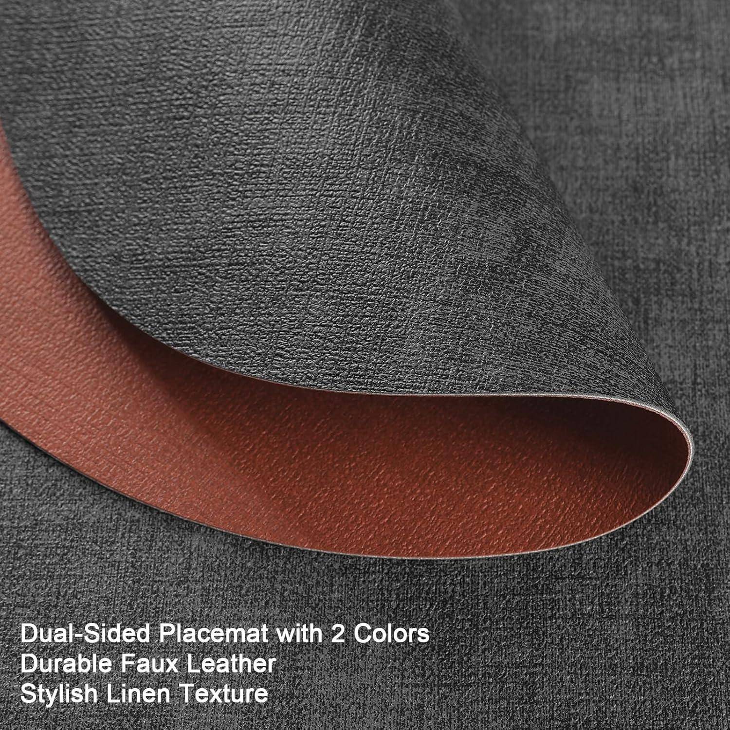 Zweiseitiges Platzset in zwei Farben, gefertigt aus strapazierfähigem Kunstleder mit elegantem Leinenstruktur-Design.