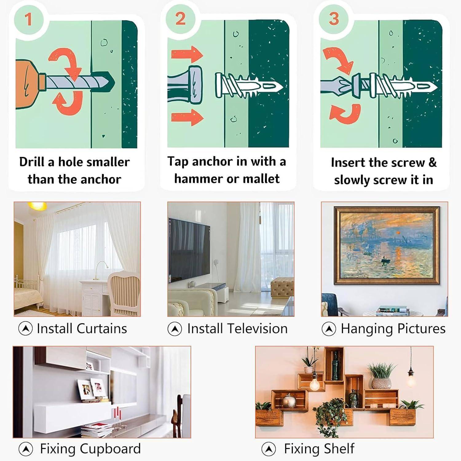 Schrauben- und Dübelset 270-tlg für Gipskarton und Mauerwerk