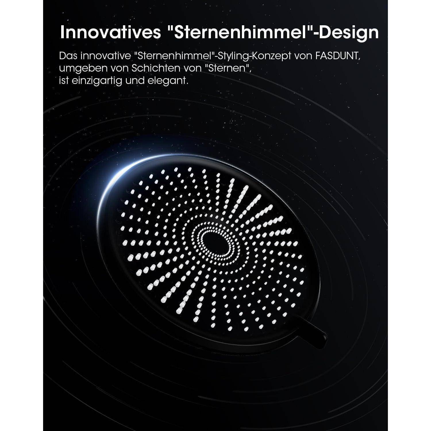 Innovatives 'Sternenhimmel'-Design, umgeben von Schichten von 'Sternen', zeigt einzigartige Eleganz in einem dunklen Hintergrund.