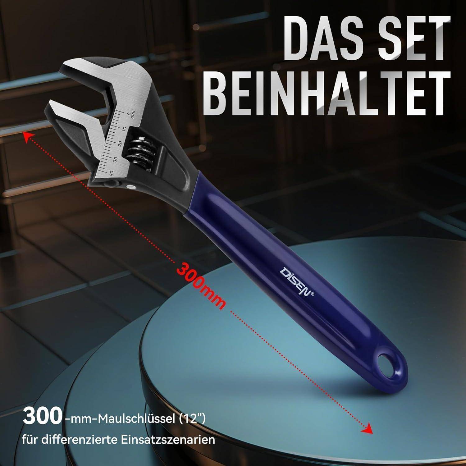 Rollgabelschlüssel Chrom Vanadium 40 mm Maulweite 300 mm