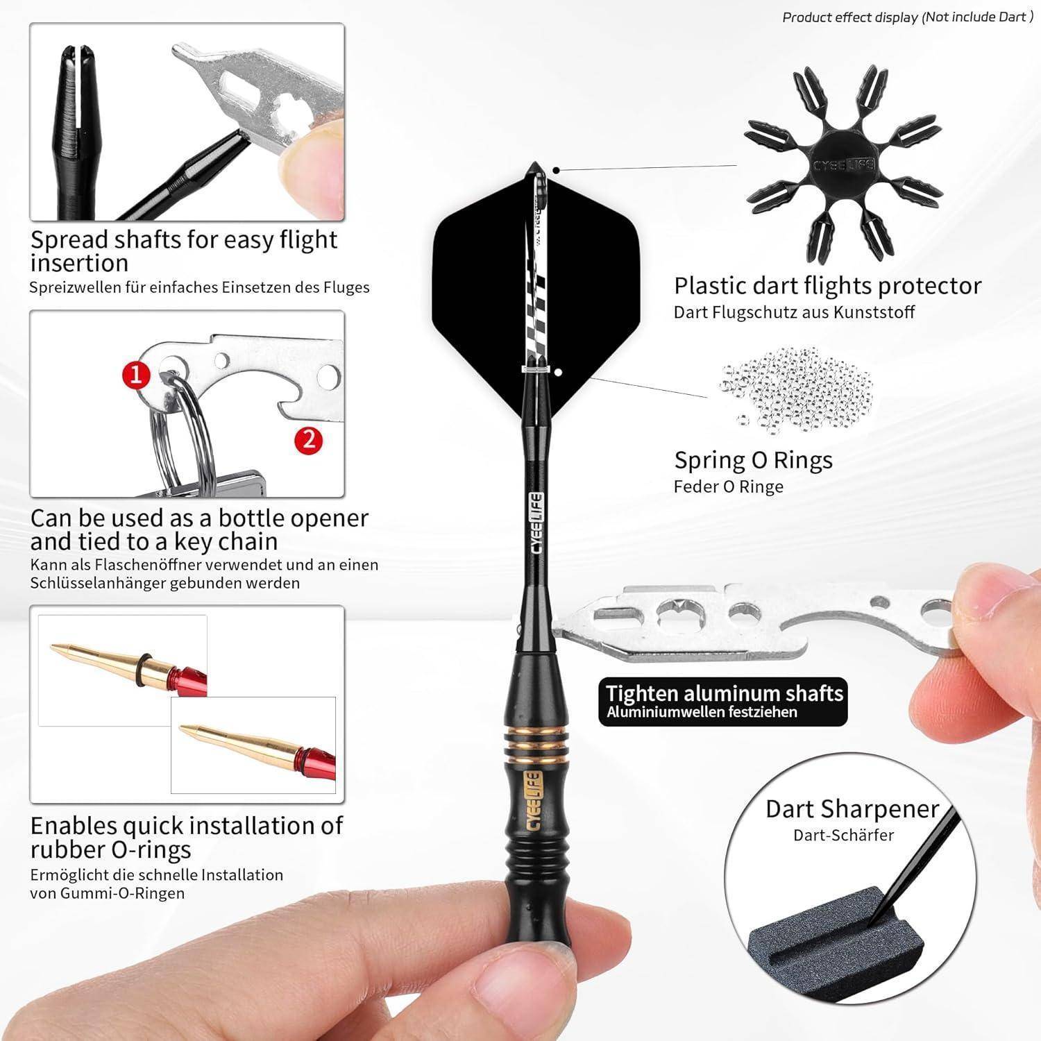 Dartzubehör 180tlg Flights Schäfte ORings Extractor Gradient Shafts