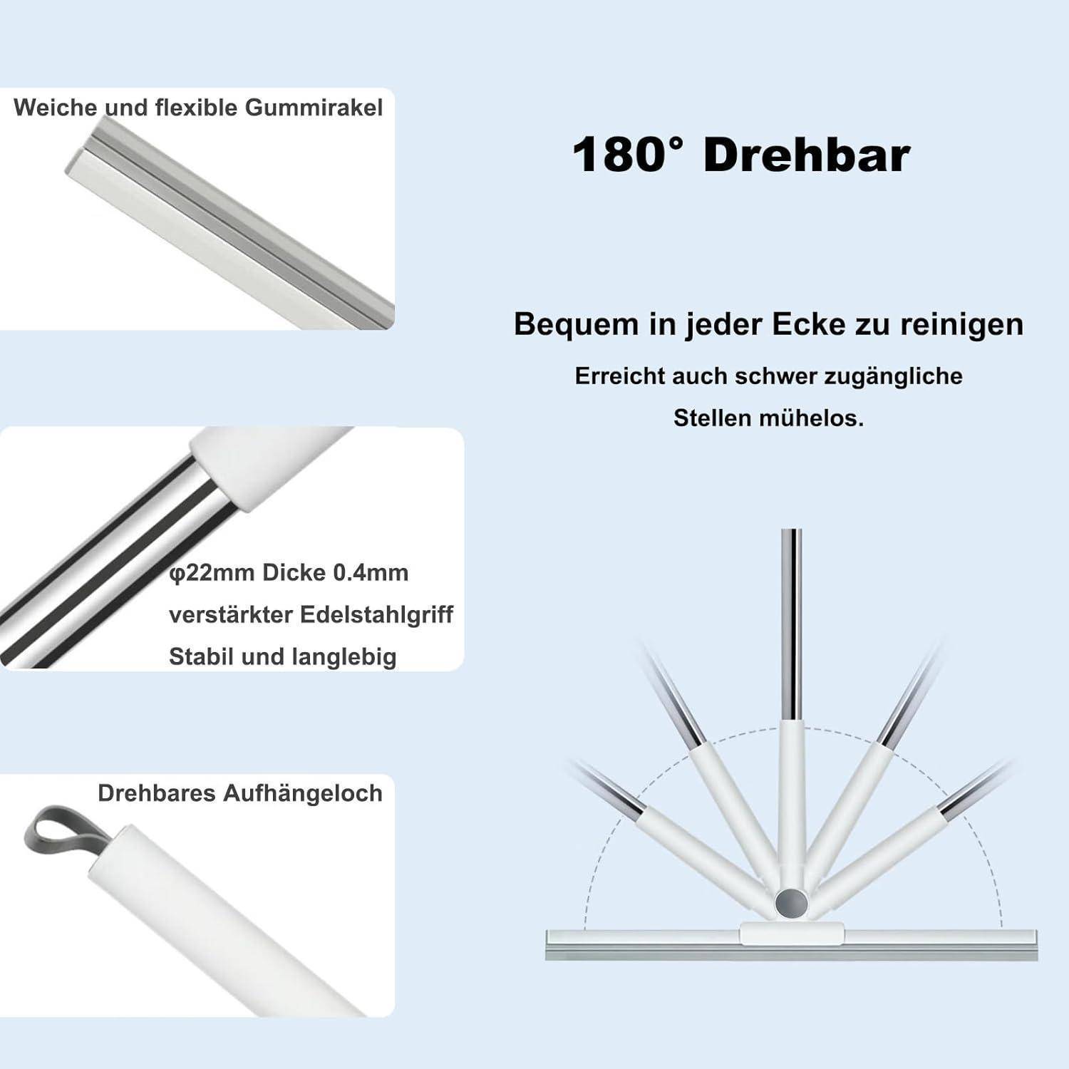 180° Drehbar' Reinigungswerkzeug mit flexiblem Gummikante und verstärktem Edelstahlgriff. Ideal für enge Räume, leicht zu handhaben.