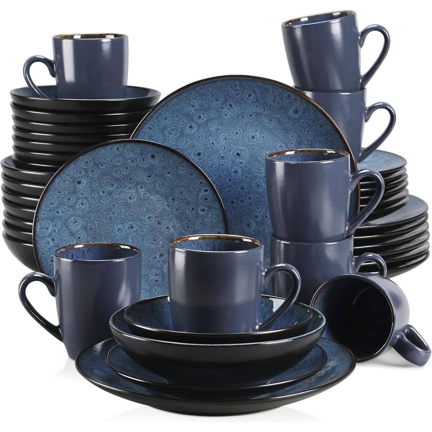 Tafelservice Steinzeug 40 tlg Kombiservice Vintage Blau
