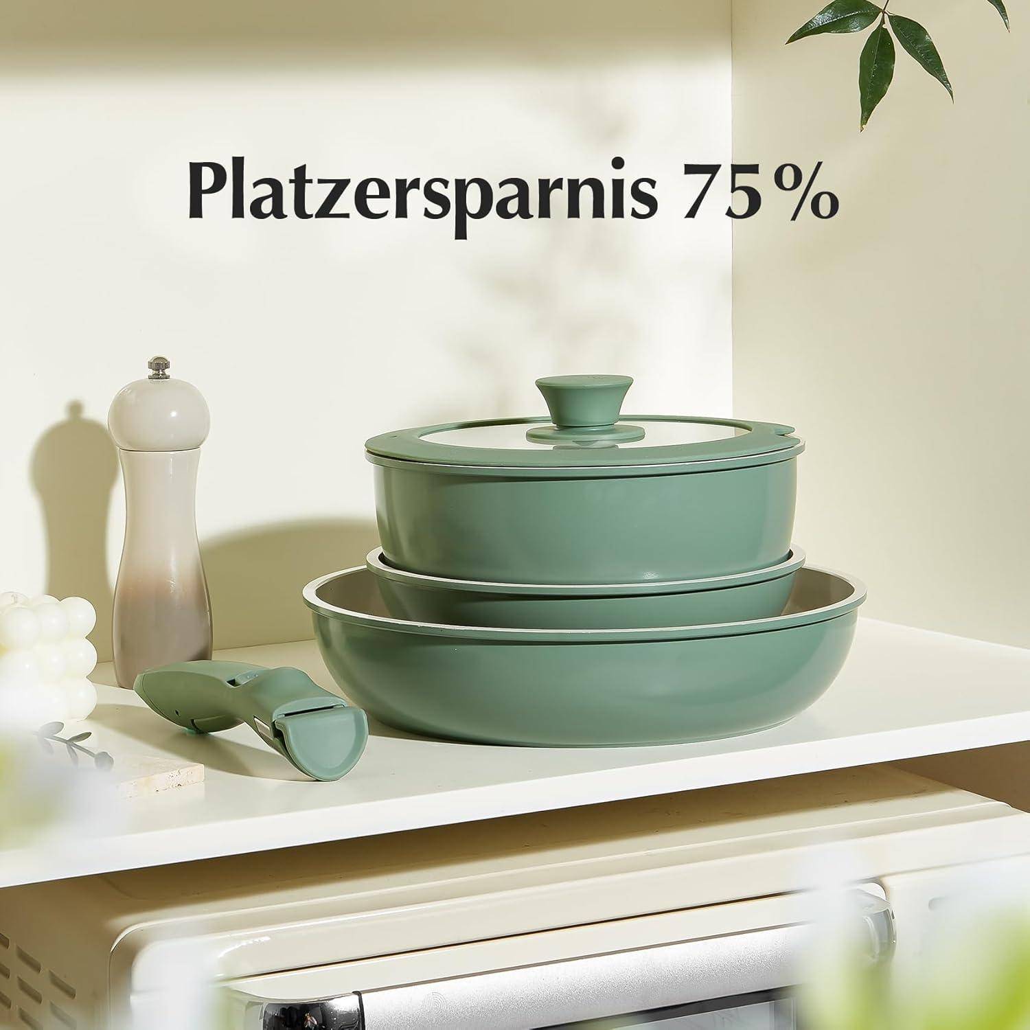 5-teiliges Keramik Pfannen- und Topfset mit abnehmbarem