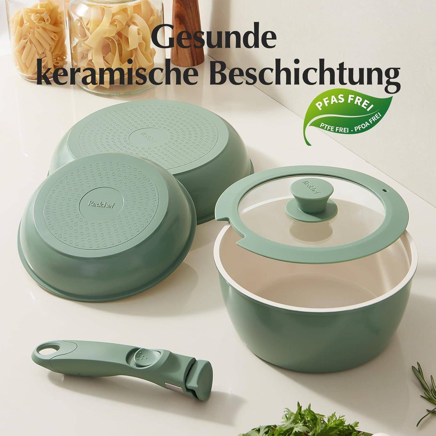 5-teiliges Keramik Pfannen- und Topfset mit abnehmbarem