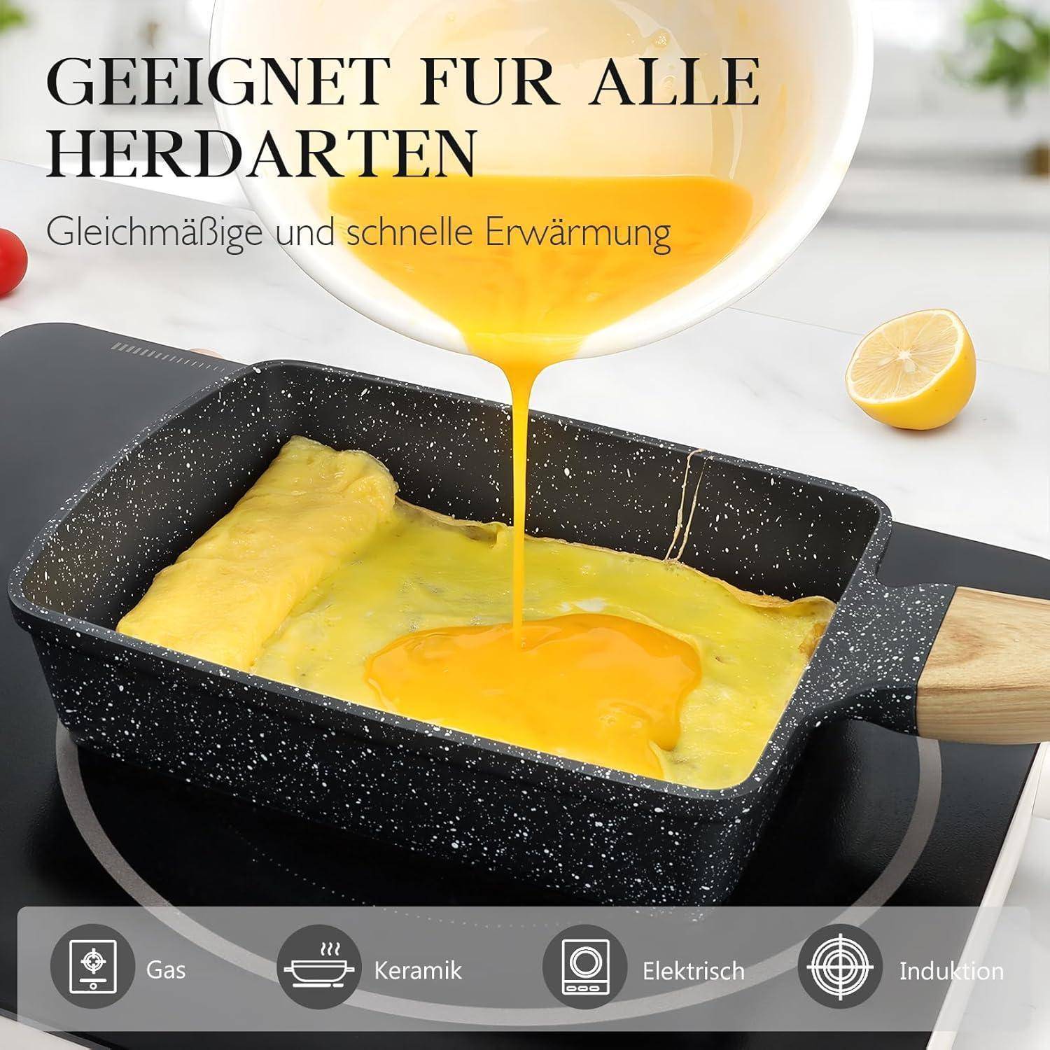 Tamagoyaki Pfanne Induktion 18x13 cm Granit-Antihaftbeschichtung Grau