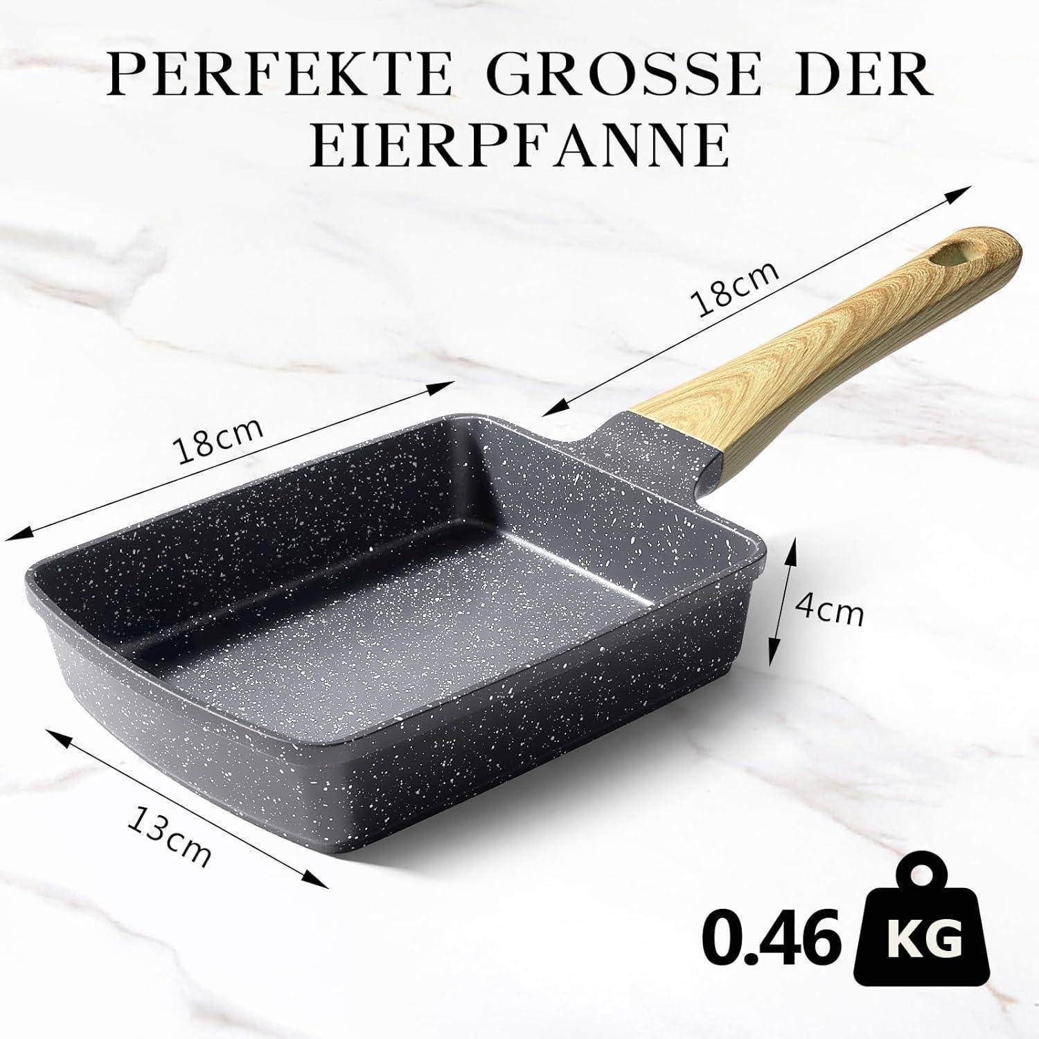 Tamagoyaki Pfanne Induktion 18x13 cm Granit-Antihaftbeschichtung Grau