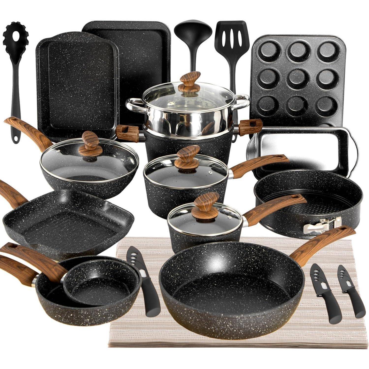 30-teiliges Induktions-Kochgeschirr-Set mit Granitbeschichtung