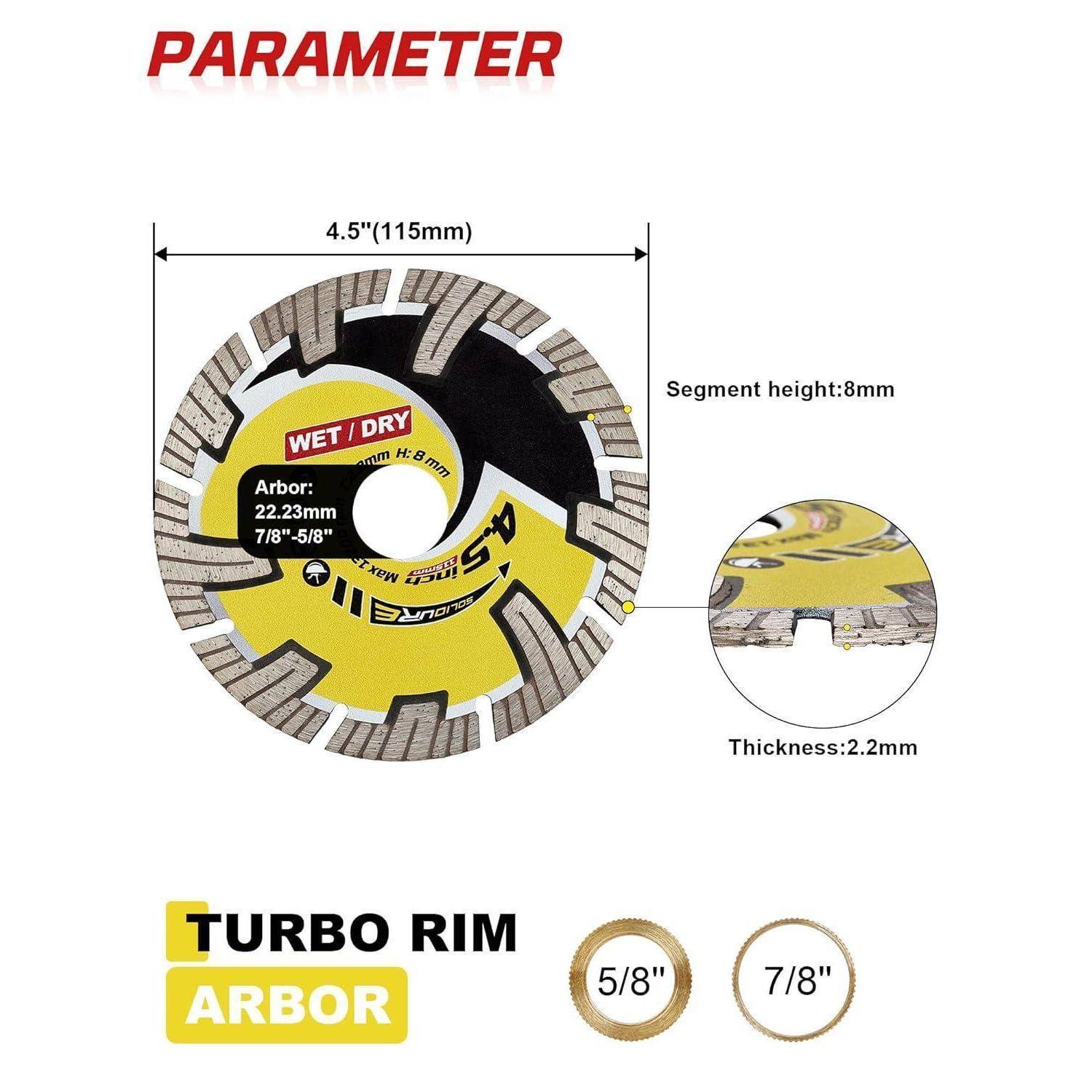 Kreissägeblatt mit Beschriftung 'Turbo Rim' und 'Aufnahme 22-23mm, 7/8