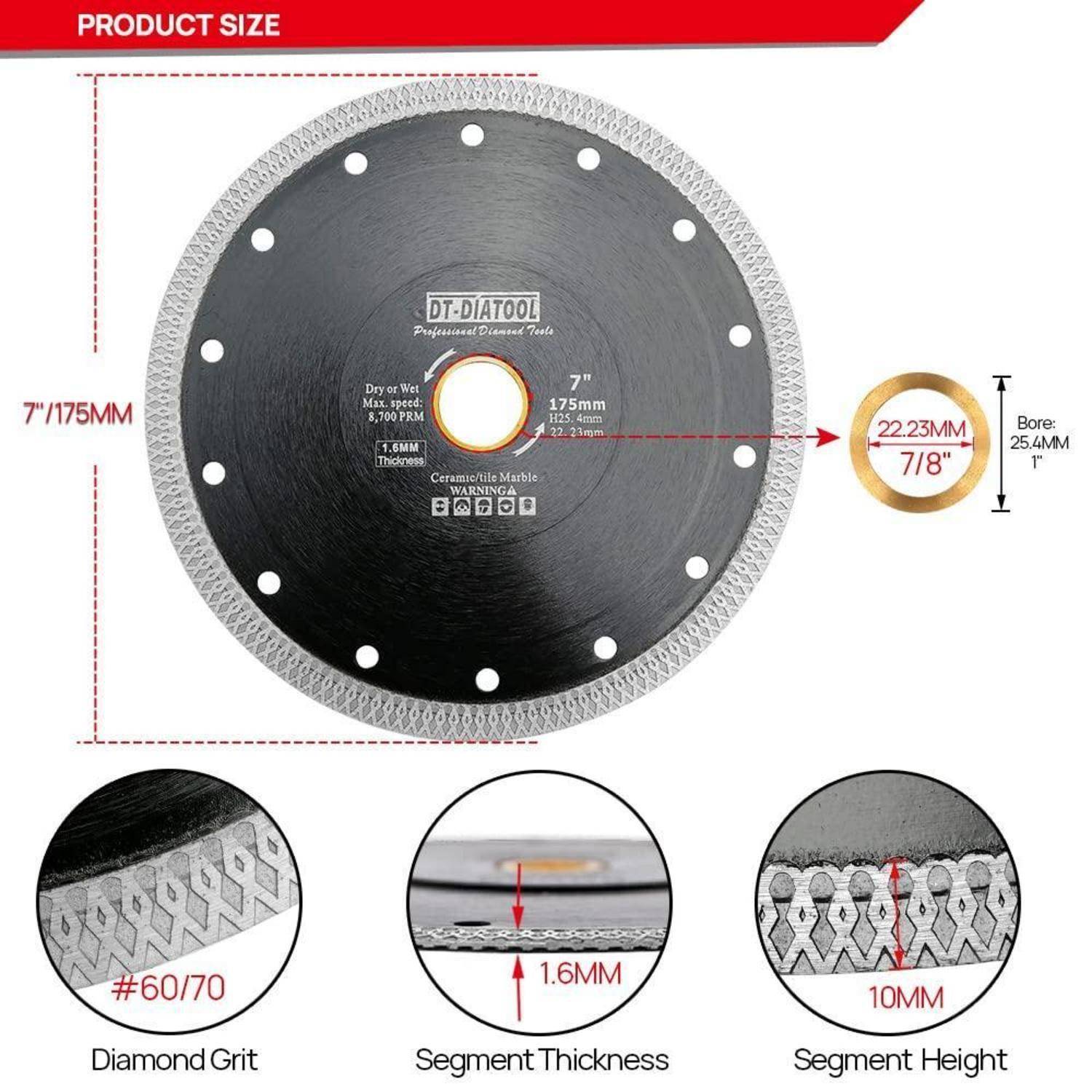 Trennscheibe Diamant 175mm XMesh Fliesen Keramik Granit 1 175mm