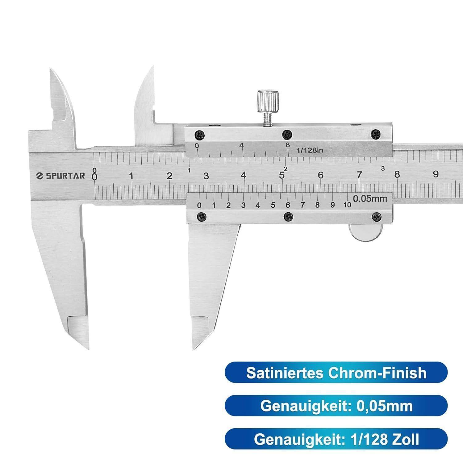 Messschieber 150 mm Nonius 0,05 mm Analog Edelstahl mit Etui