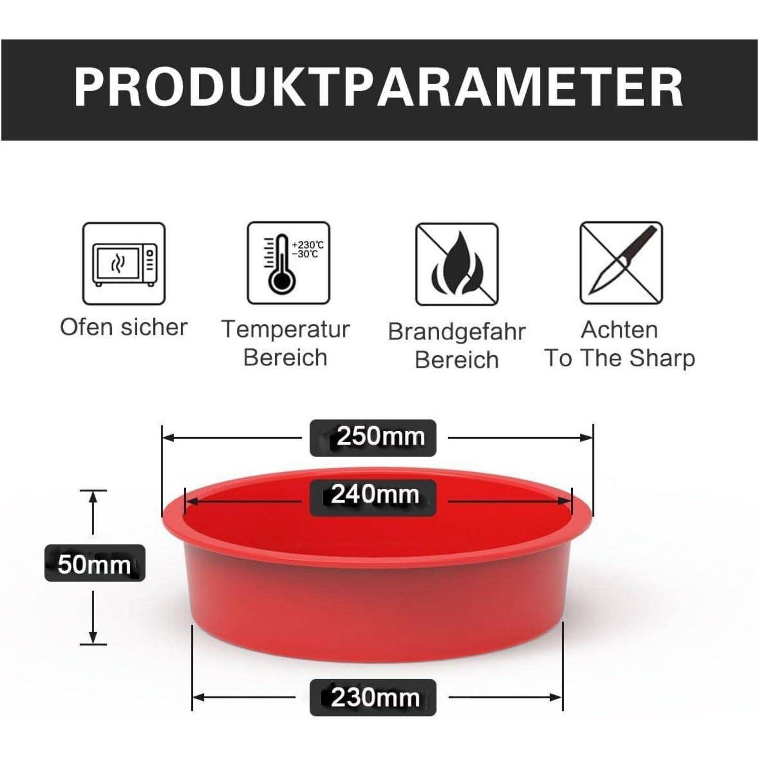 Silikon Backformen Rund 2 Stück 24 cm Antihaft für Käsekuchen und
