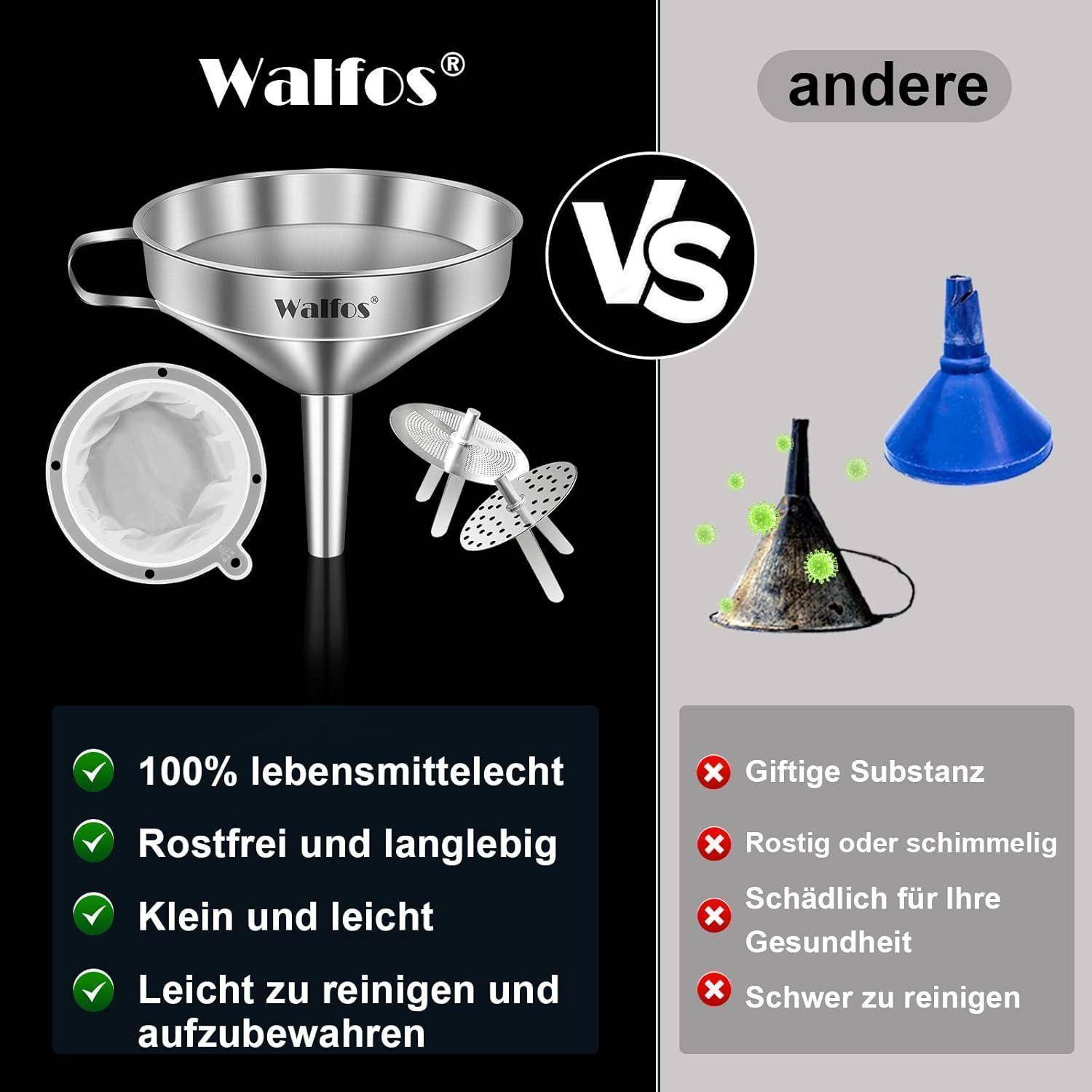 Trichter edelstahl mit abnehmbaren Sieben & Reinigungsbürste, 200 Mesh