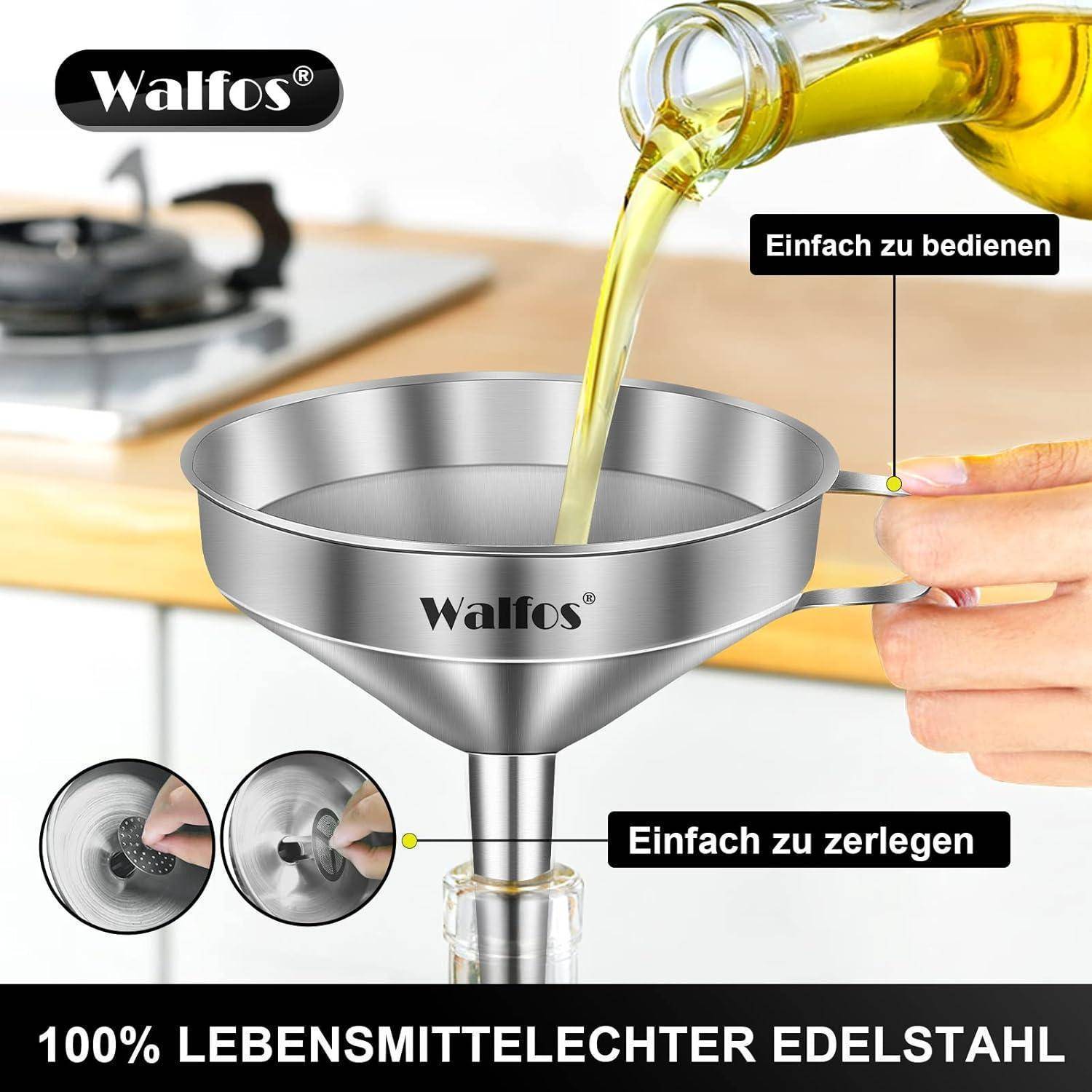 Trichter edelstahl mit abnehmbaren Sieben & Reinigungsbürste, 200 Mesh