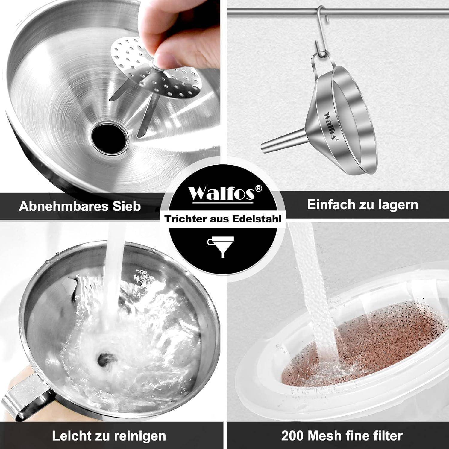 Trichter edelstahl mit abnehmbaren Sieben & Reinigungsbürste, 200 Mesh