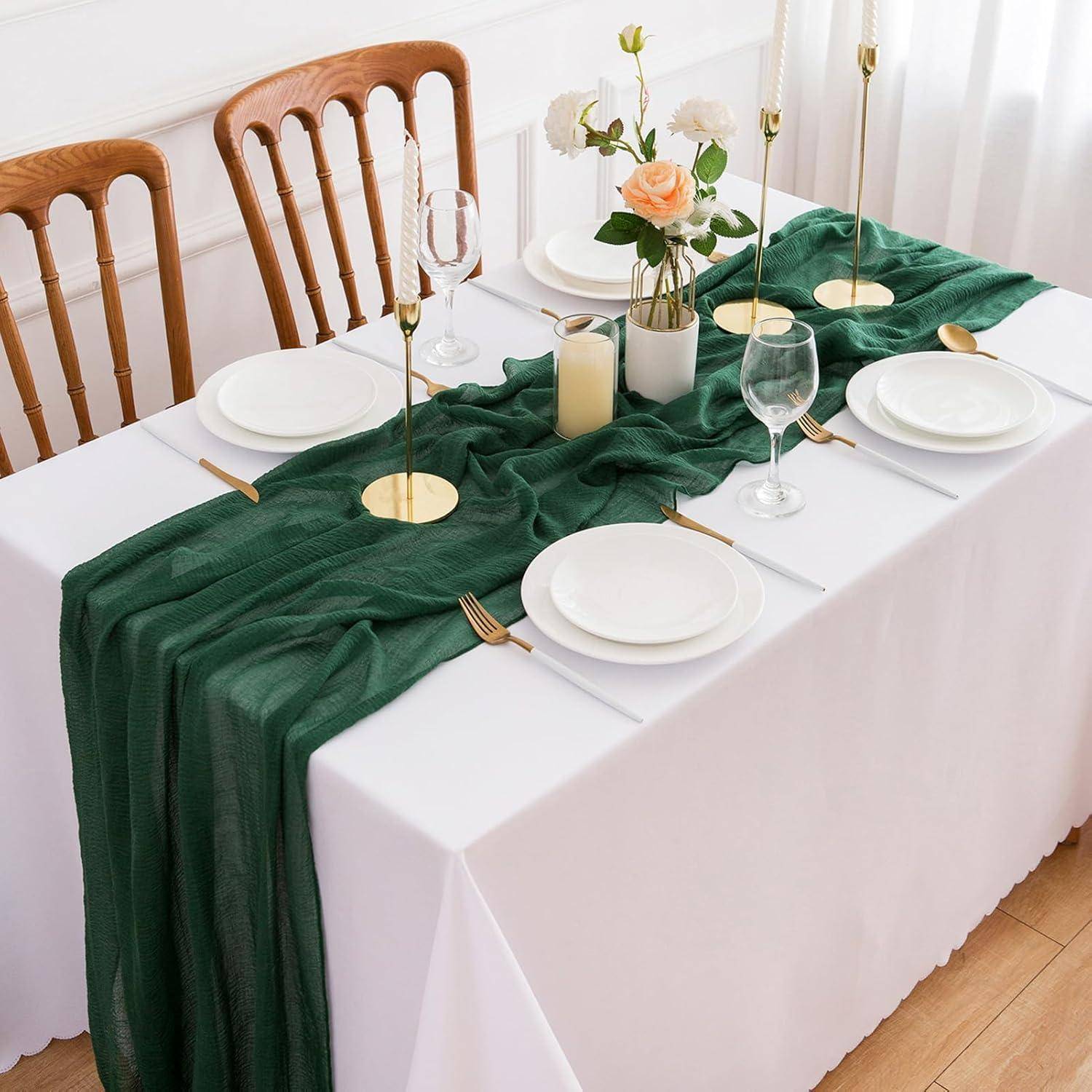 Tischläufer Musselin Gaze Hochzeit Dunkelgrün 4m Zq02-12 80 x 400 cm