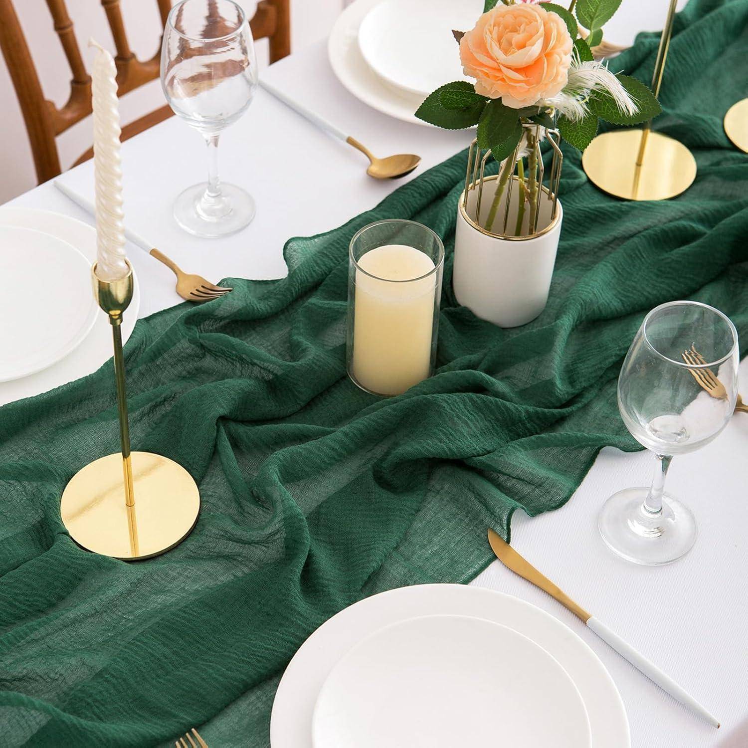 Tischläufer Musselin Gaze Hochzeit Dunkelgrün 4m Zq02-12 80 x 400 cm