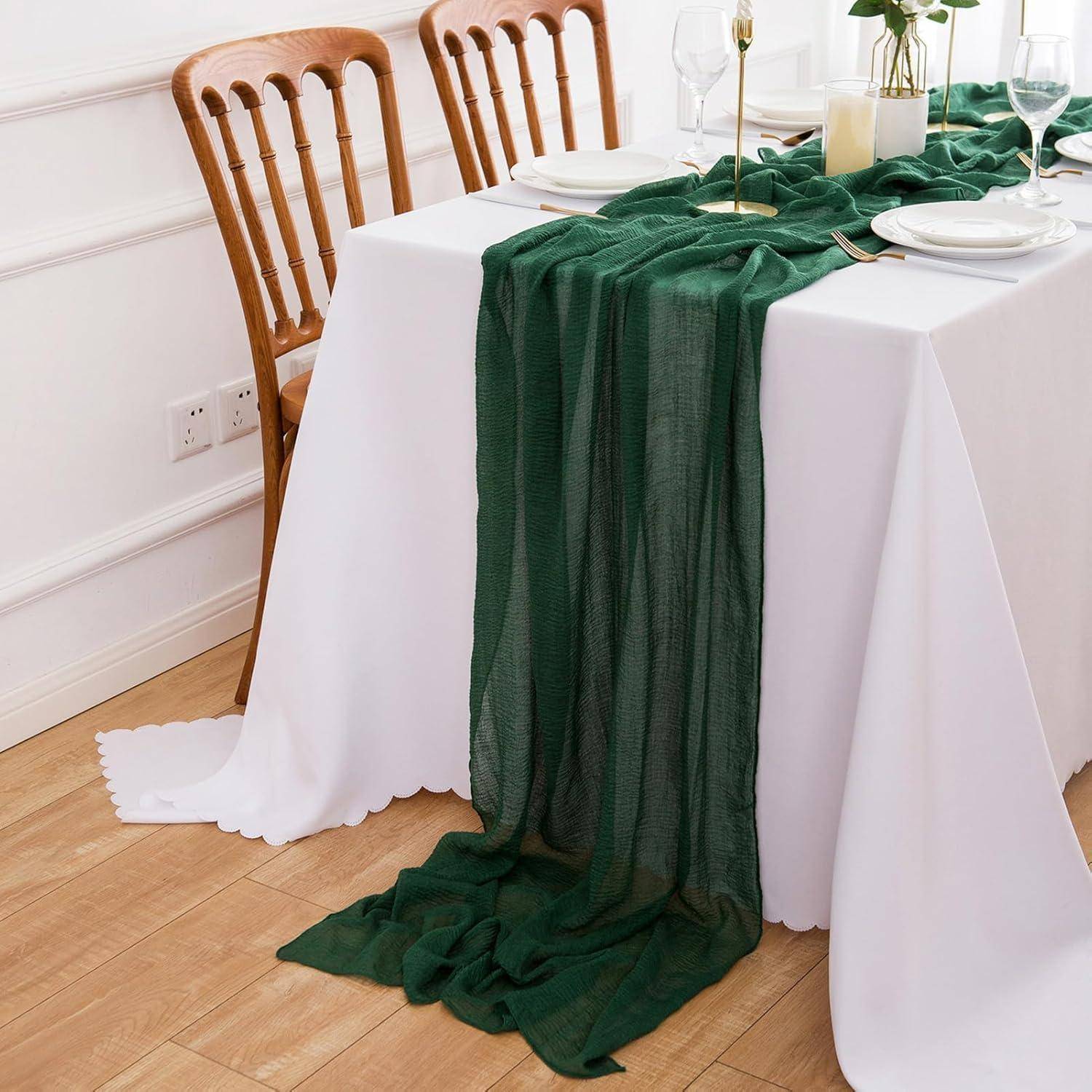 Tischläufer Musselin Gaze Hochzeit Dunkelgrün 4m Zq02-12 80 x 400 cm