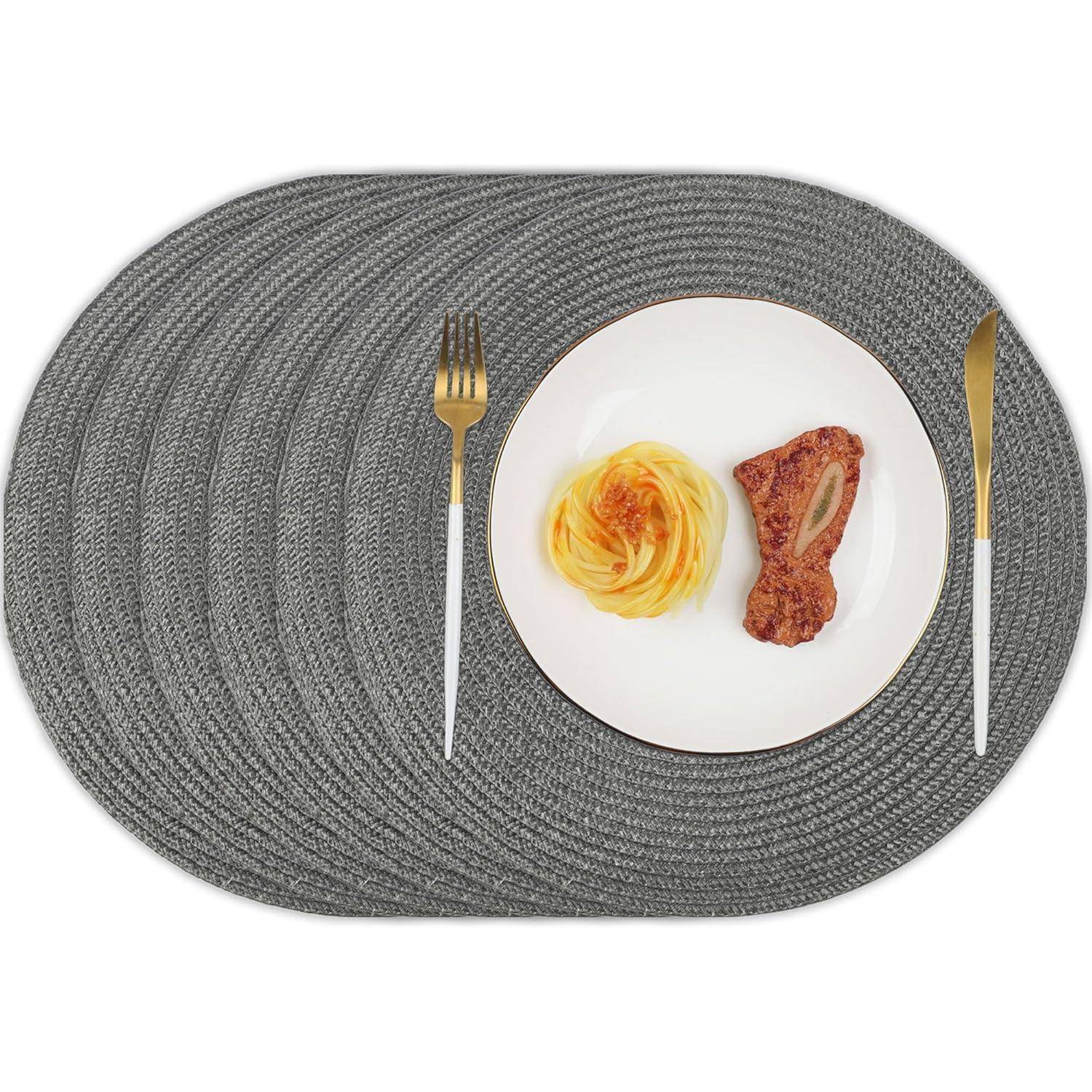 Tischsets rund abwaschbar schwarz 34cm 6 tischsets Dunkelgrau
