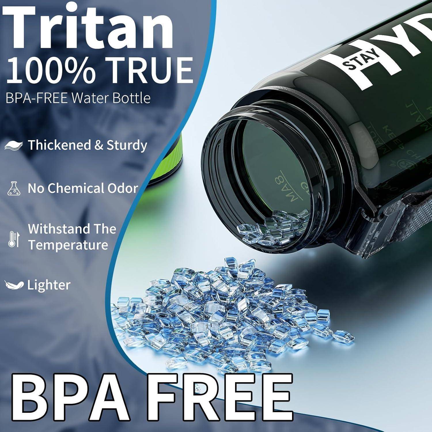 Trinkflasche 1L Wasserflasche aus Tritan BPA-frei mit Zeitmarkierung