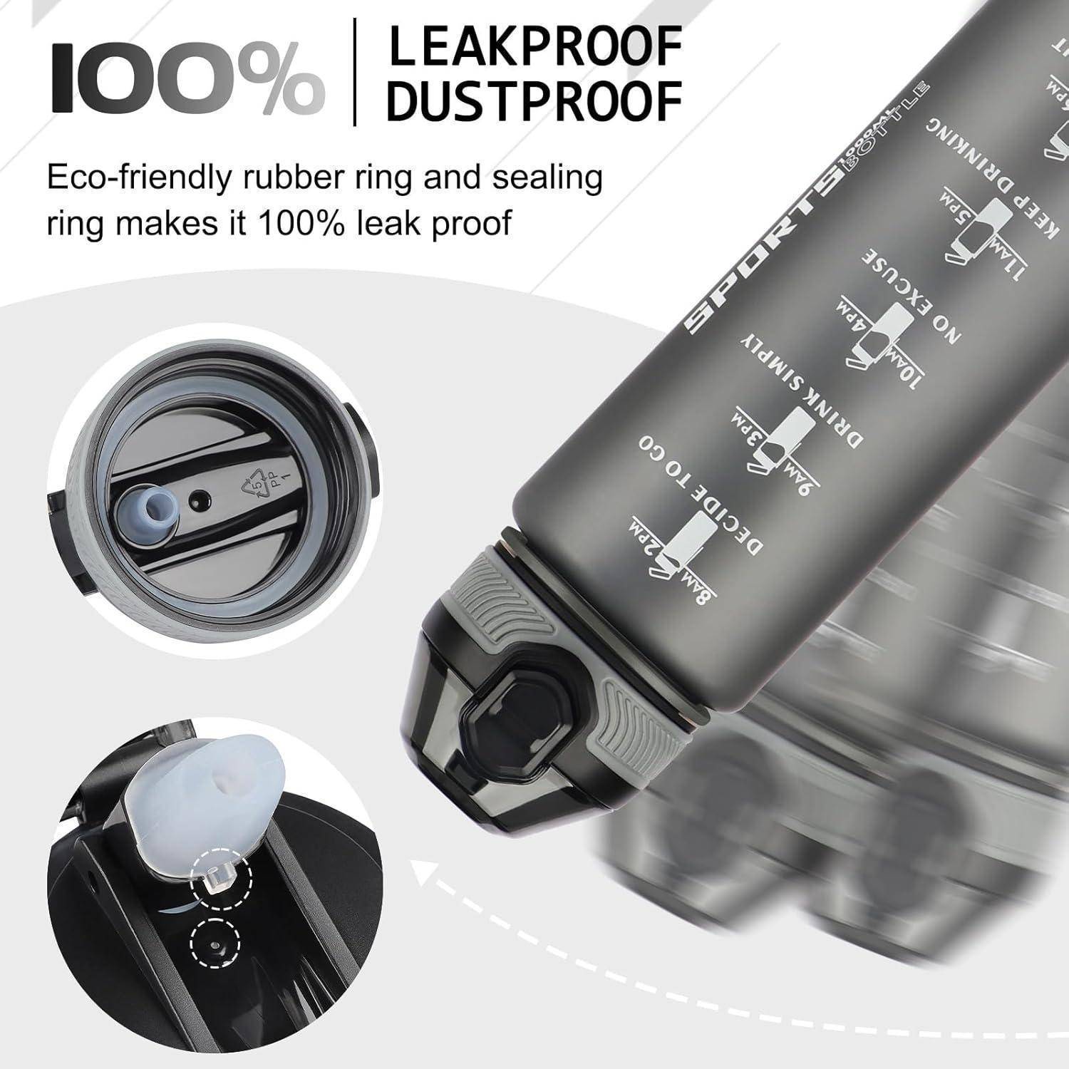 Trinkflasche 1L BPA-frei Sport Wasserflasche Stroh Auslaufsicher