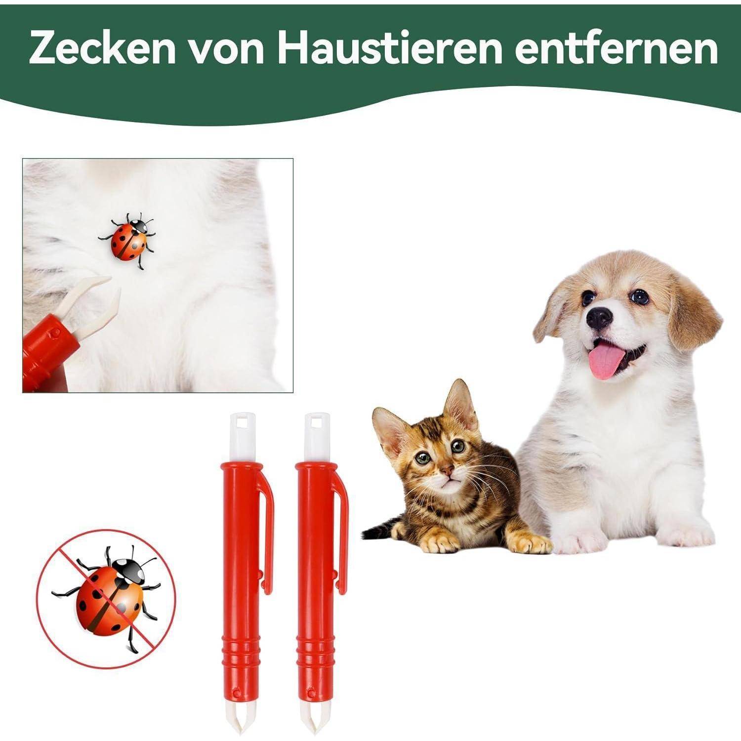 Zeckenentferner Zeckenzange Hunde Katze 2 Stück Kunststoffe Rot