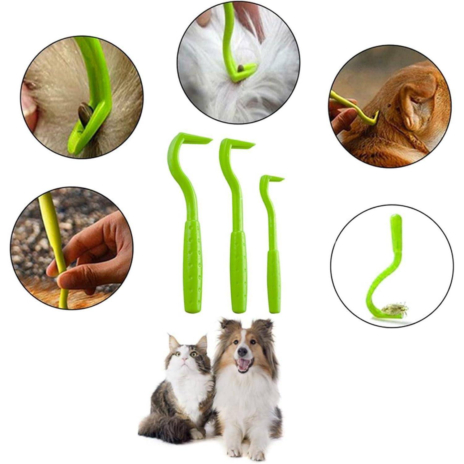 Zeckenhaken 3 Größen Set Zeckenzange Hund Katze Mensch Grün