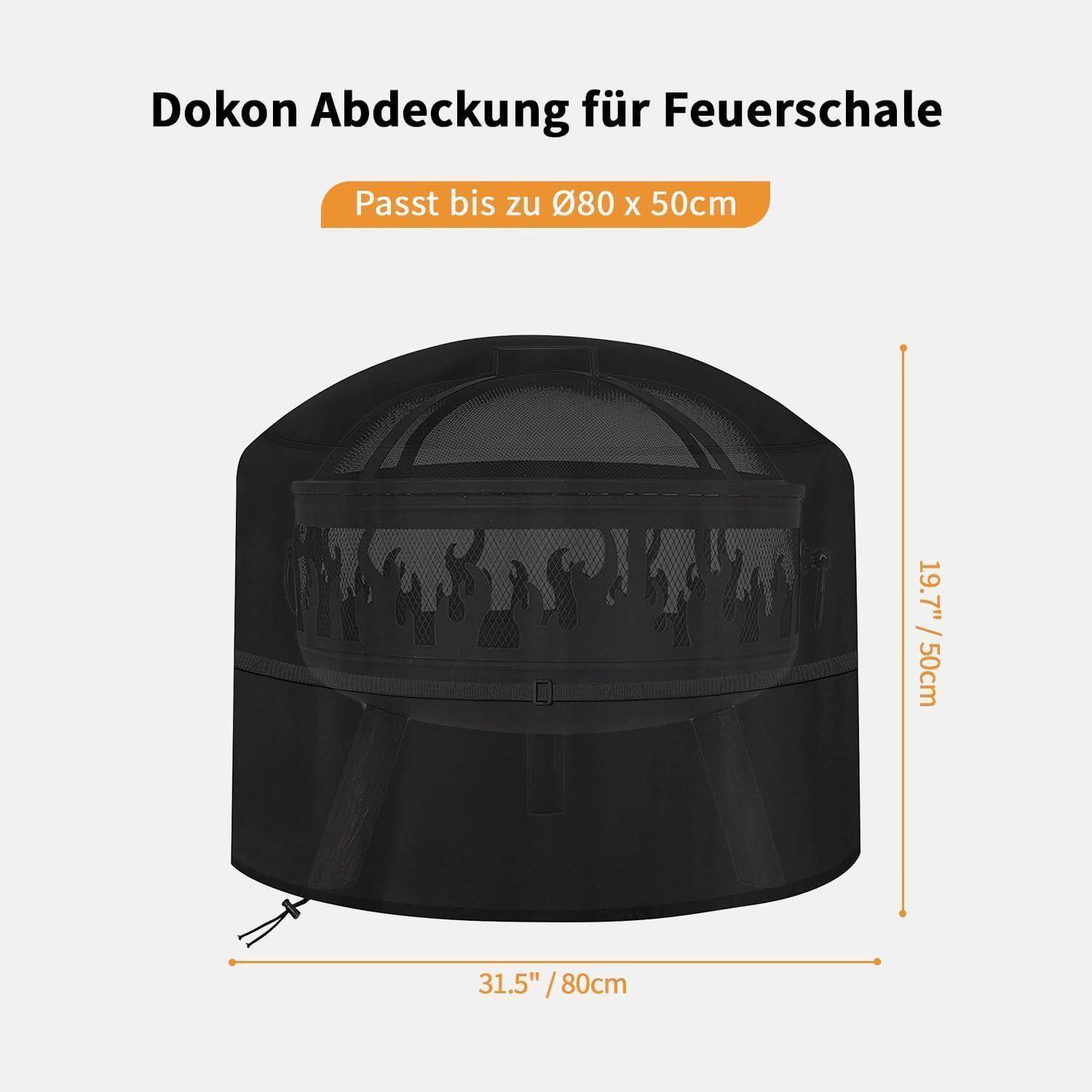Abdeckung für Feuerschale, Marke Dokon, passend für Feuerstellen bis Ø80cm, Größe 31,5