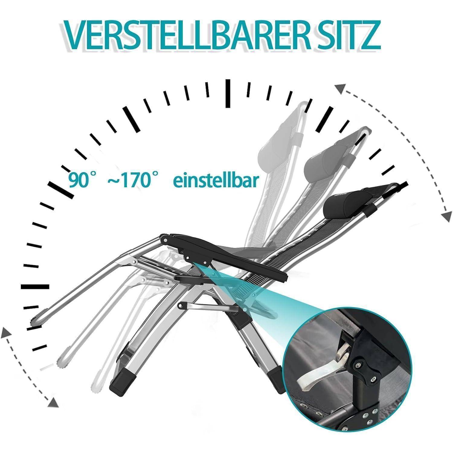 Sitzneigung von 90° bis 170° verstellbar.