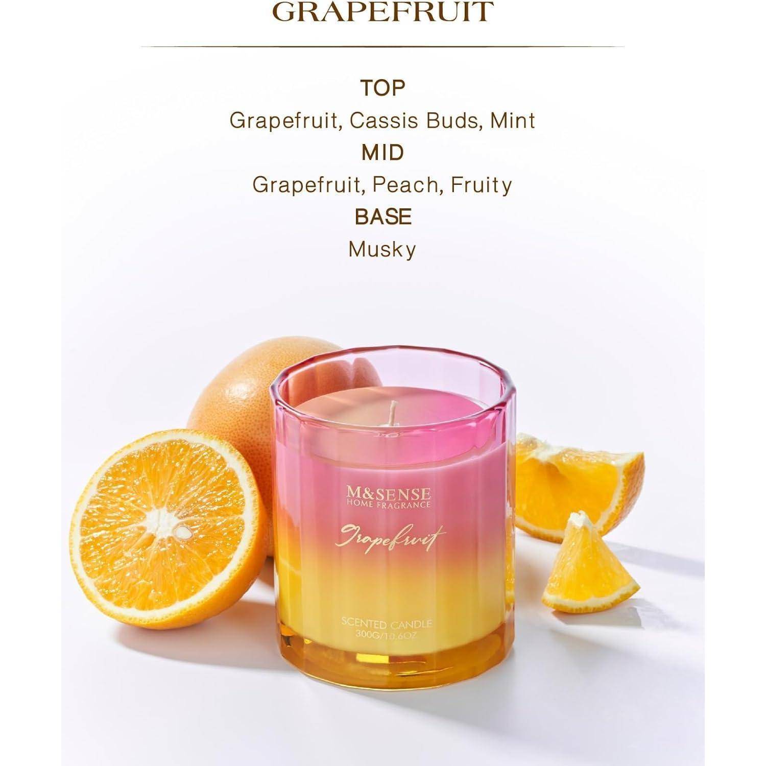 Grapefruit Duftkerze Glas 300g natürliche Sojakerze 60h Brenndauer