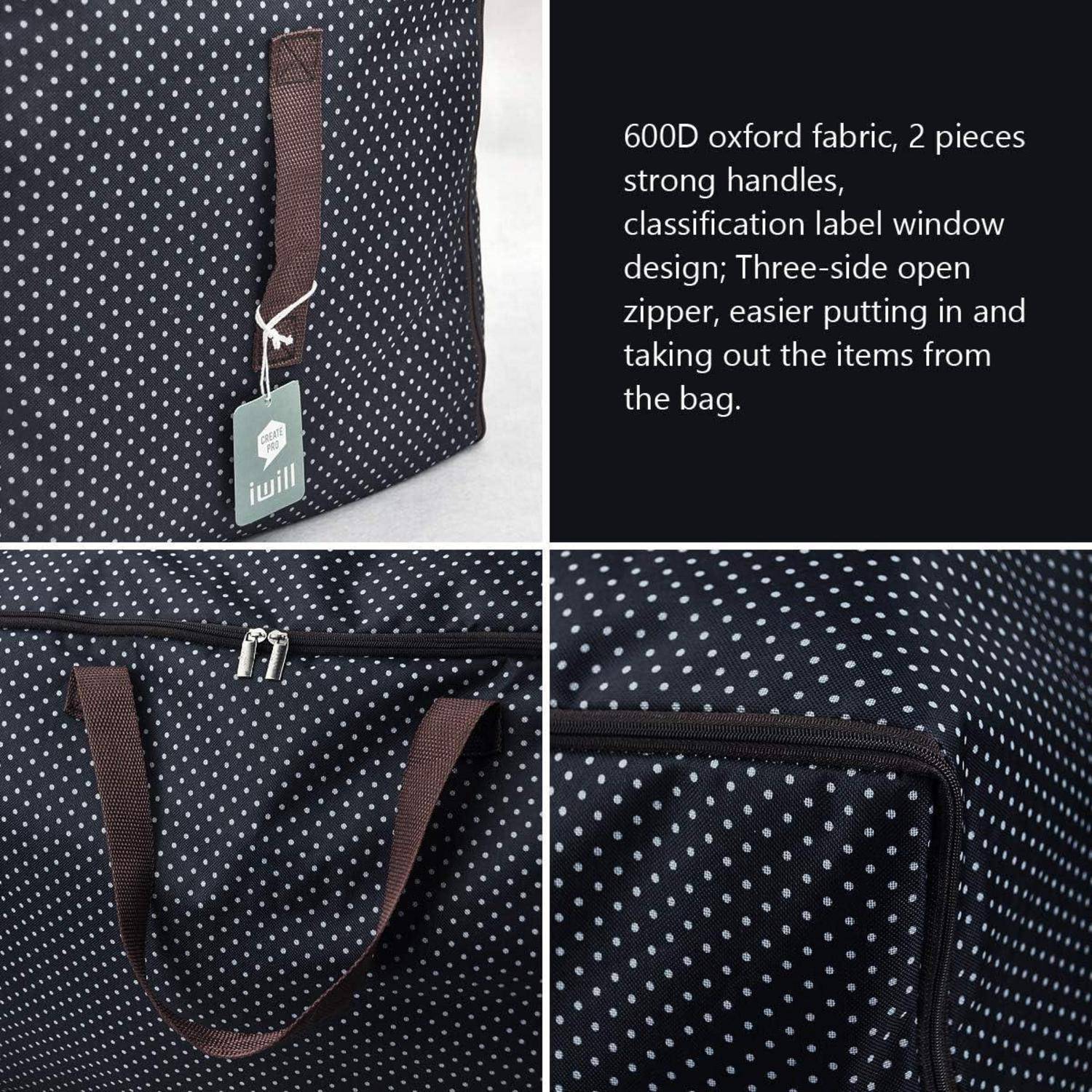 Tasche aus 600D Oxford-Stoff mit stabilen Griffen und Etikett-Fenster, ausgestattet mit Reißverschluss an drei Seiten für einfachen Zugang.