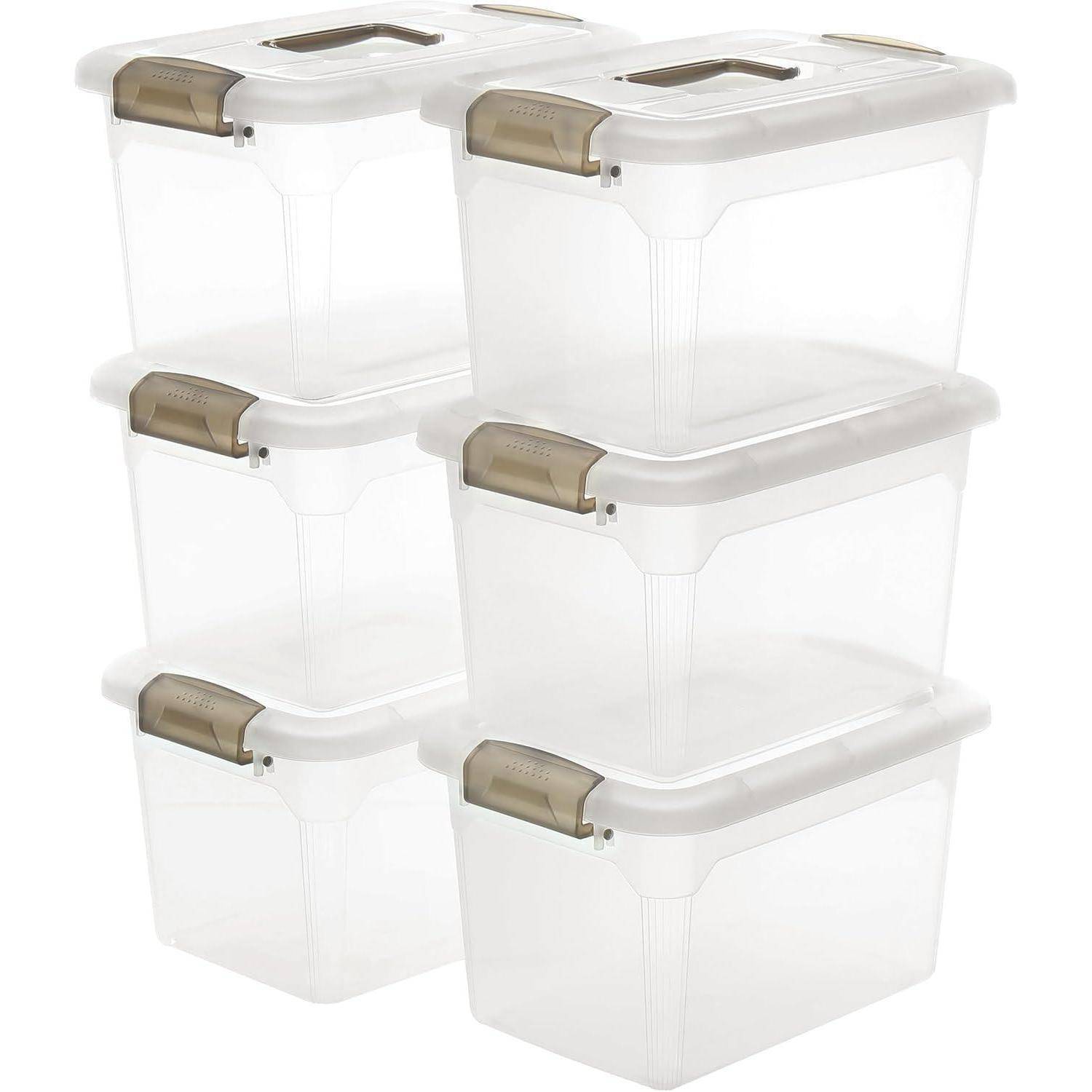 6er-Set 8L Aufbewahrungsboxen transparent stapelbar mit Deckel Clips