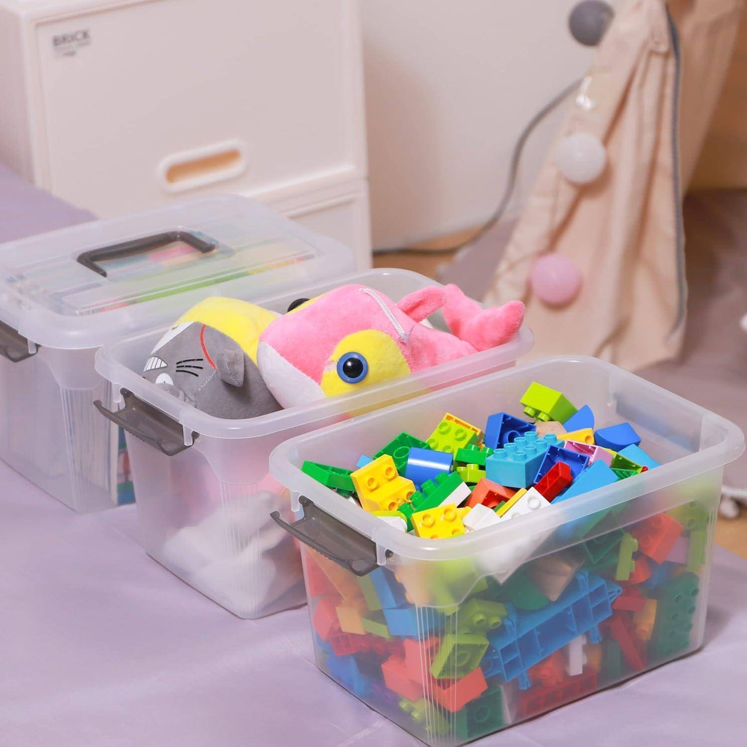 6er-Set 8L Aufbewahrungsboxen transparent stapelbar mit Deckel Clips