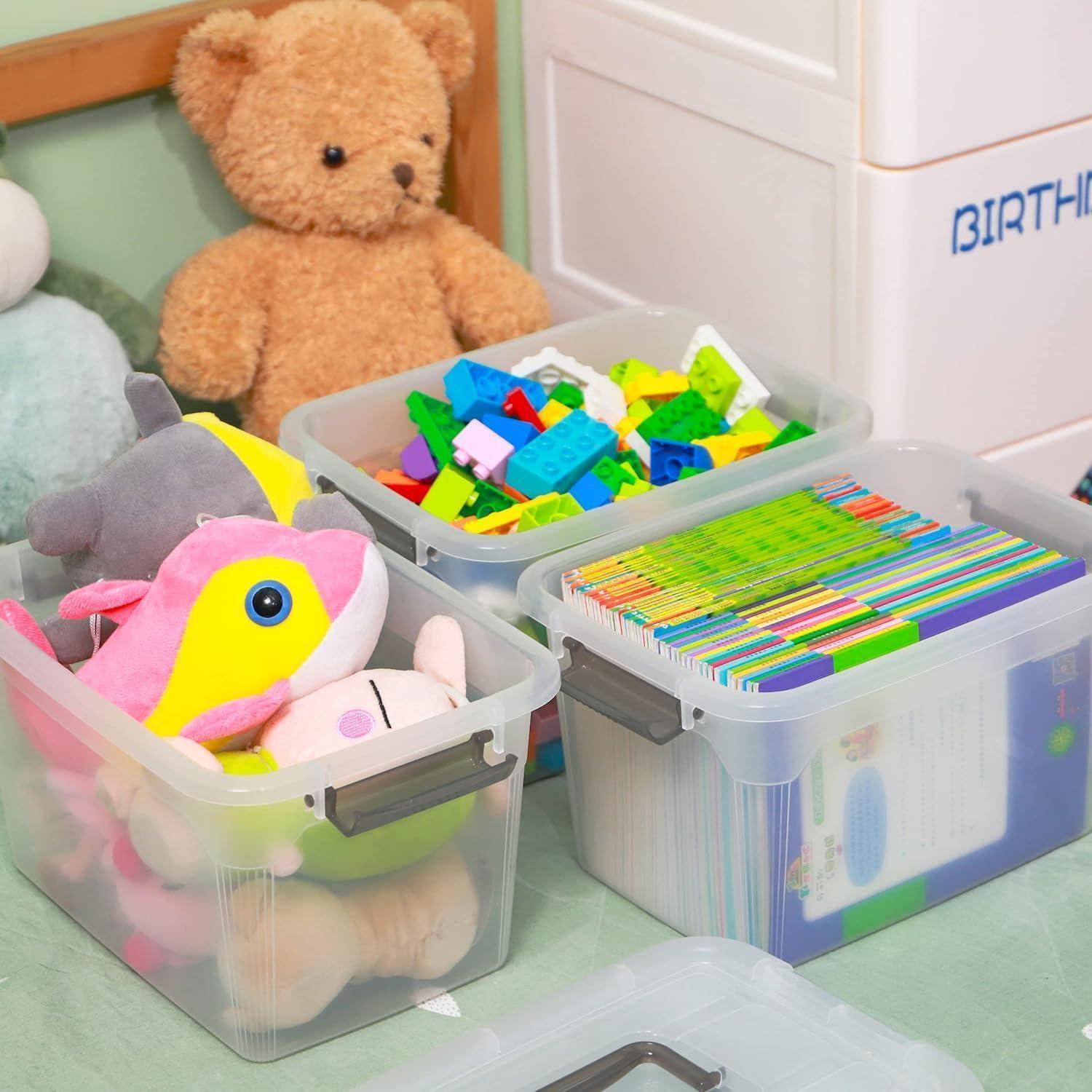 6er-Set 8L Aufbewahrungsboxen transparent stapelbar mit Deckel Clips