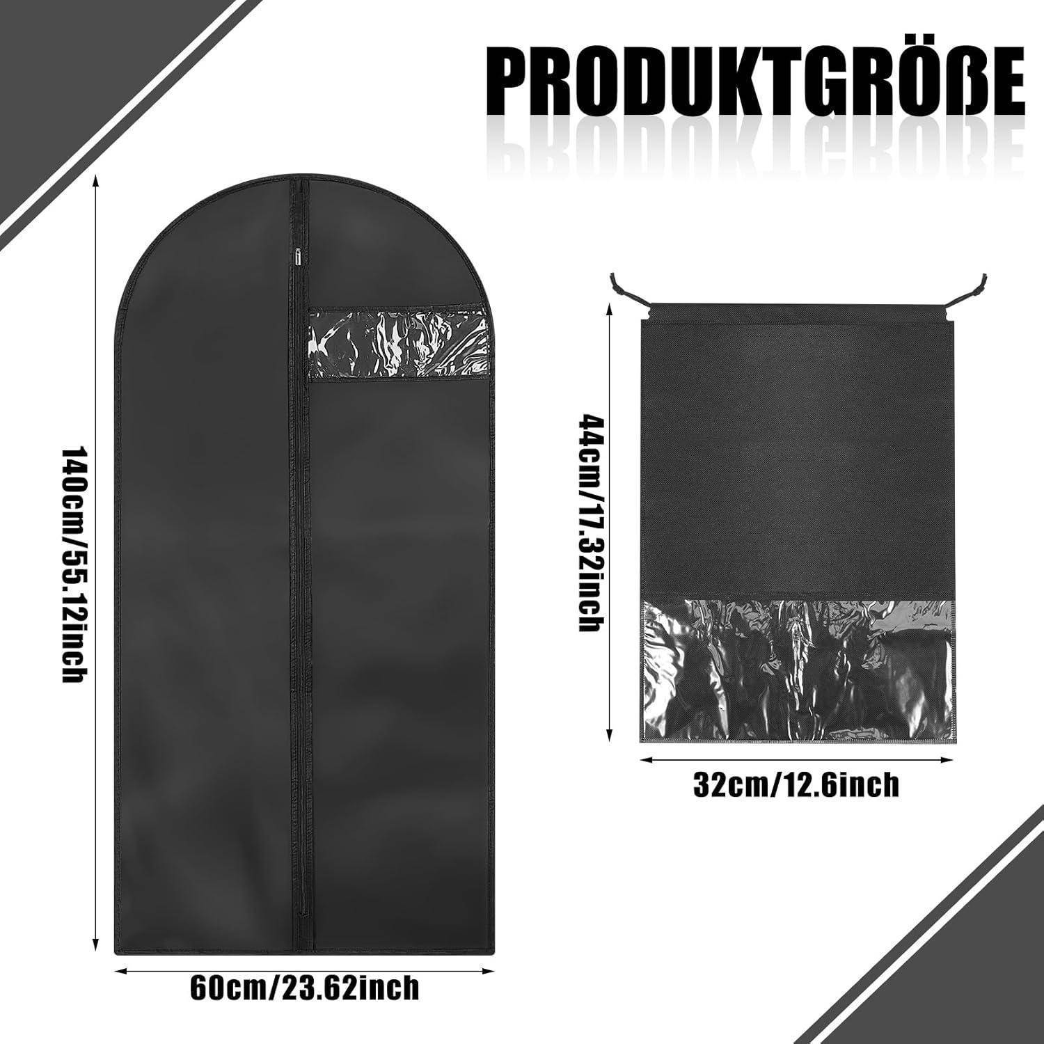 2er Set Kleidersäcke mit Schuhbeutel 140x60cm Reißverschluss