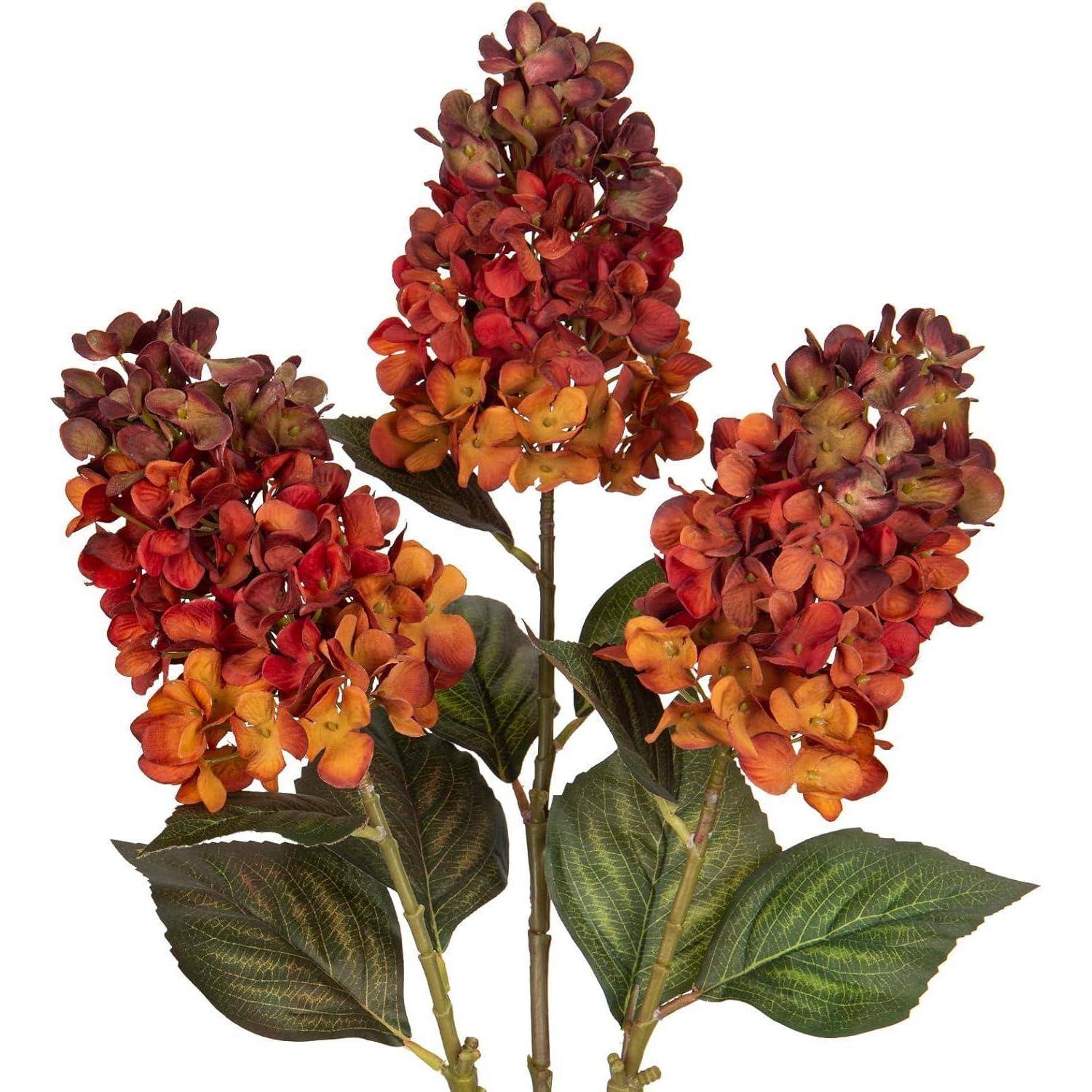 3er Set Künstliche Hortensien Kunstblumen 73CM Orange für