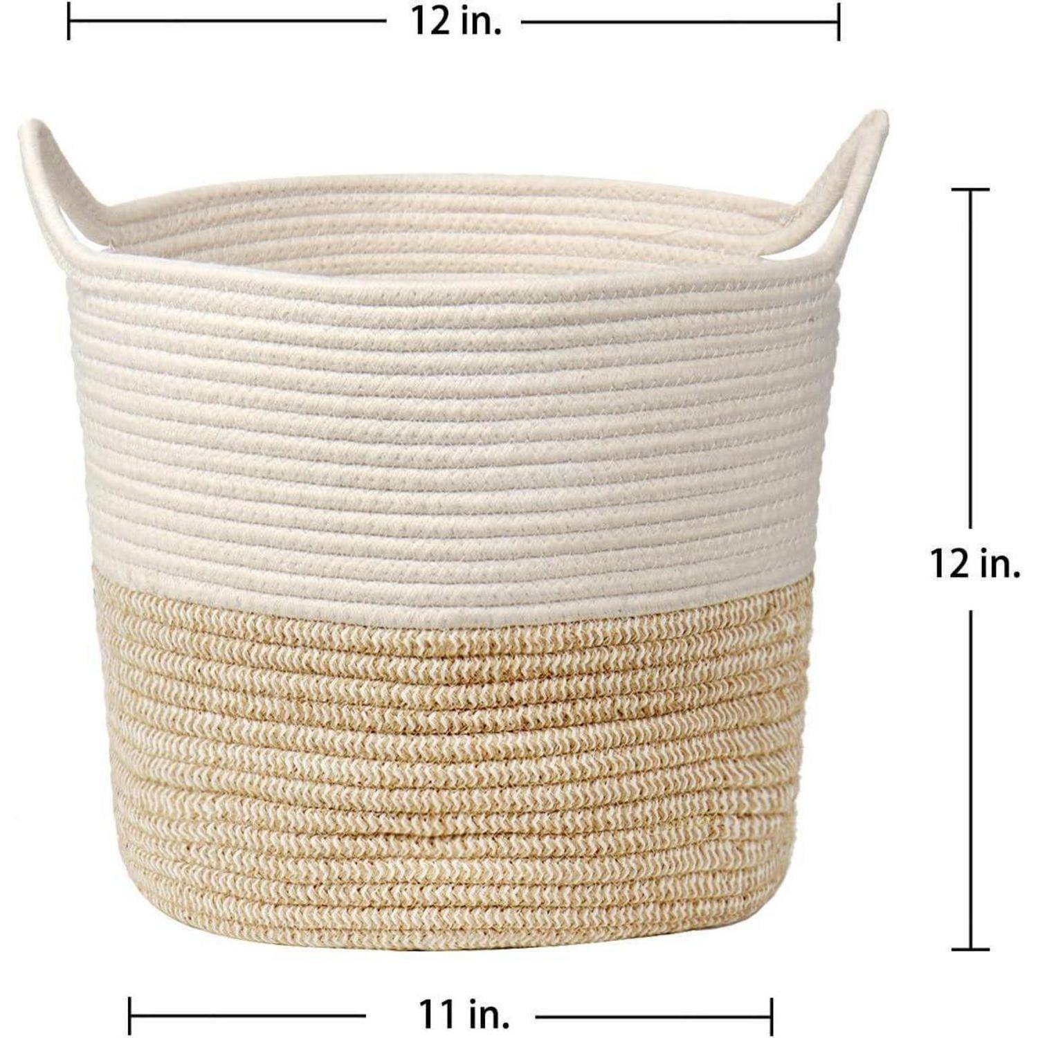Wäschekorb Baumwolle Seil Geflochten Griff Kinderzimmer 30x30CM Weizen