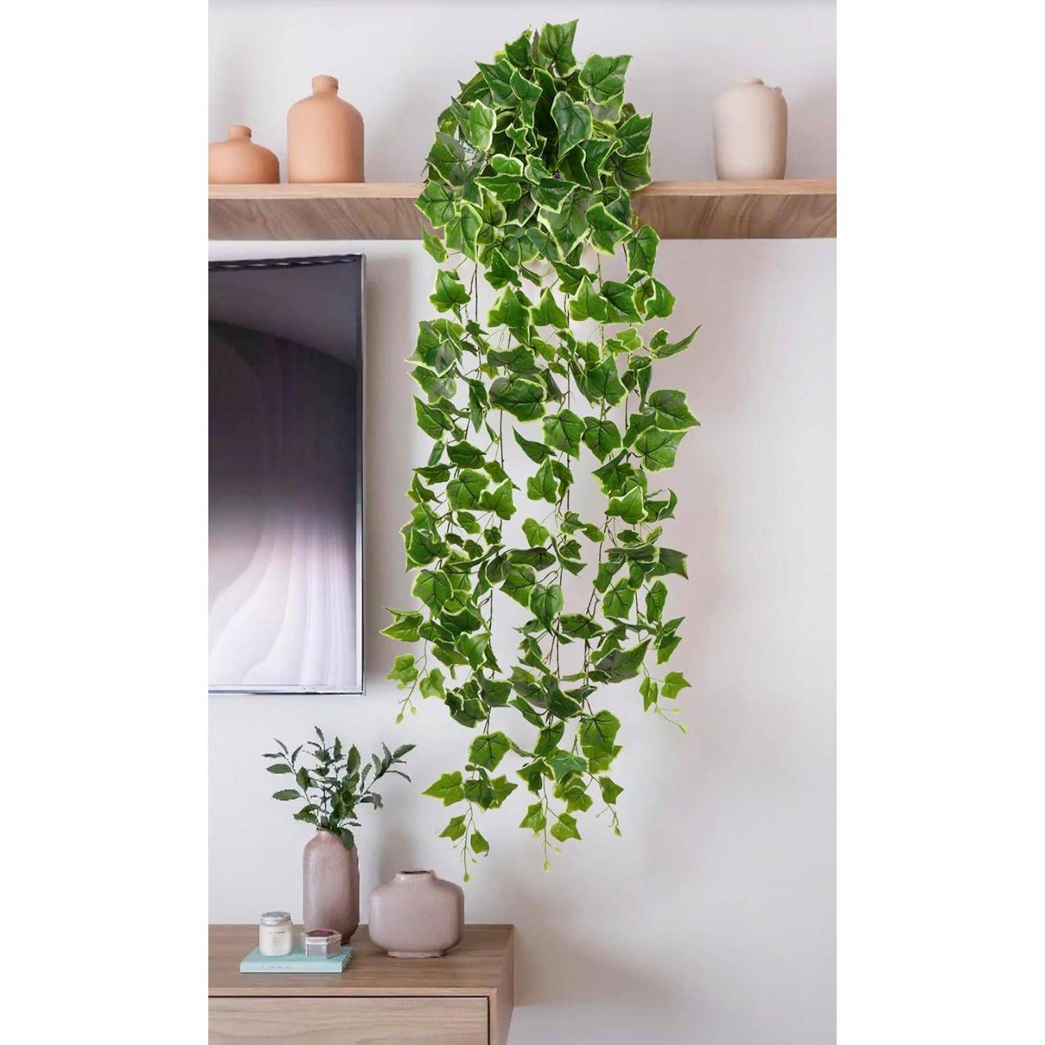 Künstliche Hängepflanze Efeuranke 130CM Grün Blätter Girlanden
