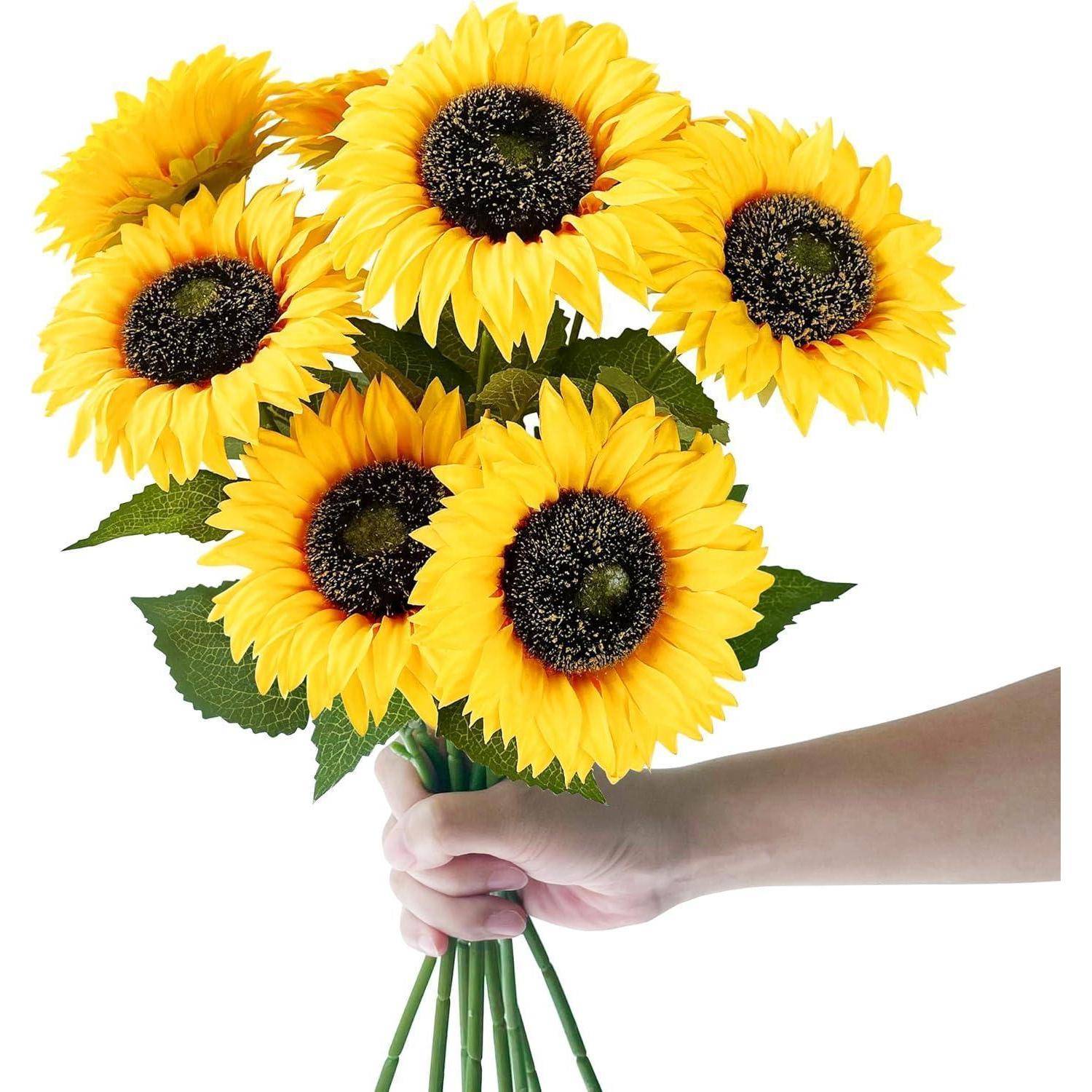Künstliche Sonnenblumen Deko 8er Set 40cm Gelb für Hochzeit Tischdeko