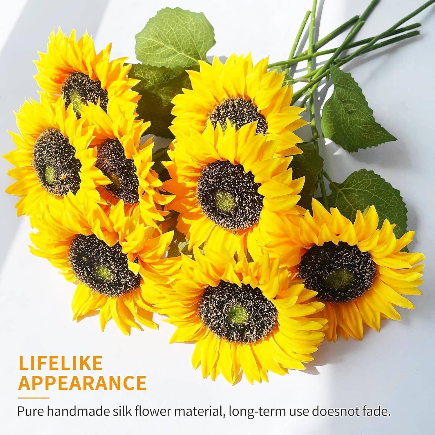 Künstliche Sonnenblumen Deko 8er Set 40cm Gelb für Hochzeit Tischdeko